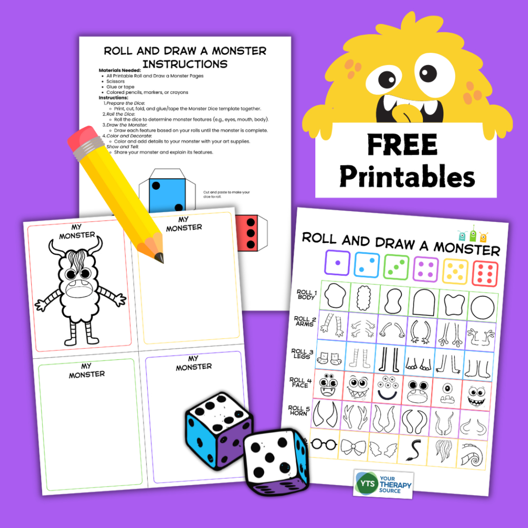 Free Roll A Monster Printable - Your Therapy Source with regard to Roll a Monster Free Printable