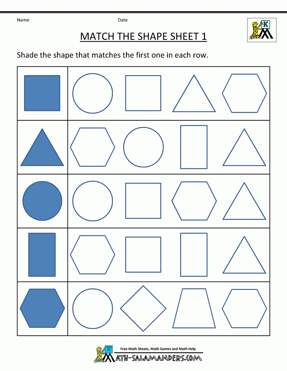 Free Shape Worksheets Kindergarten in Free Printable Shape Worksheet