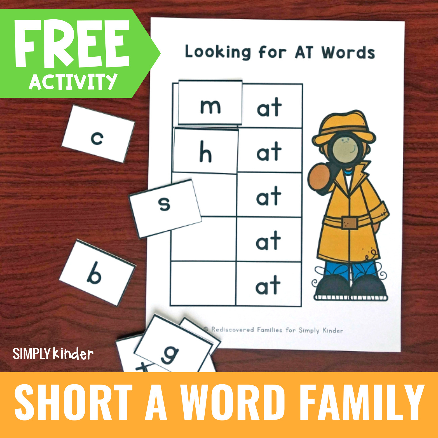 Free Short A Word Family Activity For Kinders - Simply Kinder throughout Free Word Family Printables