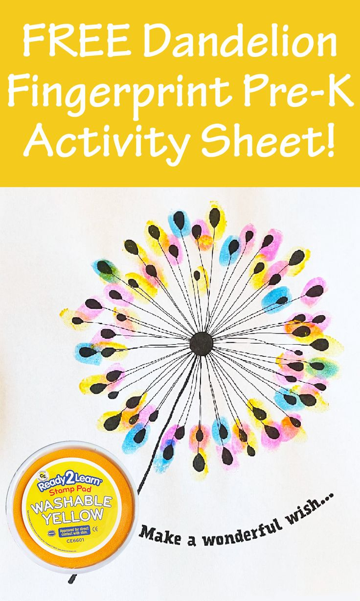 Free Spring Dandelion Fingerprint Printable For Toddler-Pre-K for Printable Free Thumbprint Dandelion Template