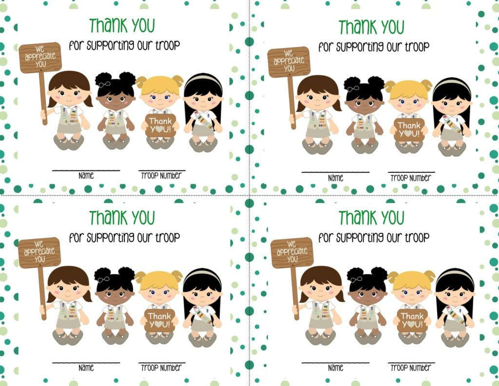 Free Thank You Cards For Girl Scouts | Clementine County intended for Girl Scout Cookie Thank You Notes Printable Free