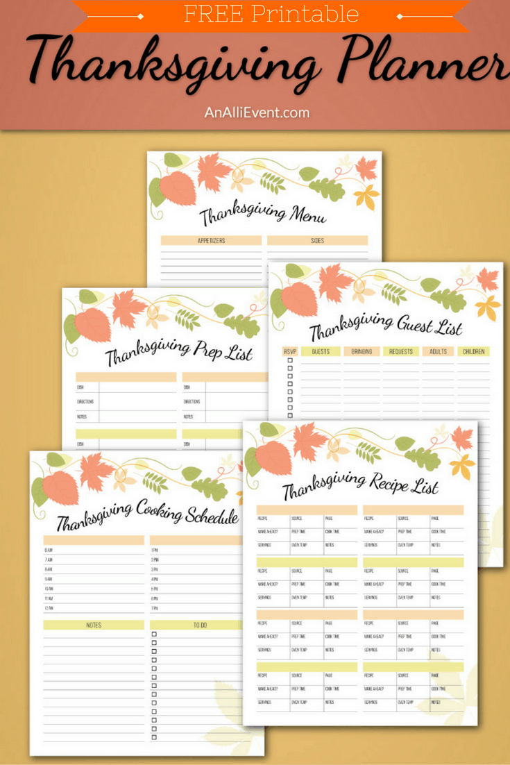 Free Thanksgiving Planner Printable - An Alli Event pertaining to Free Printable Thanksgiving Planner