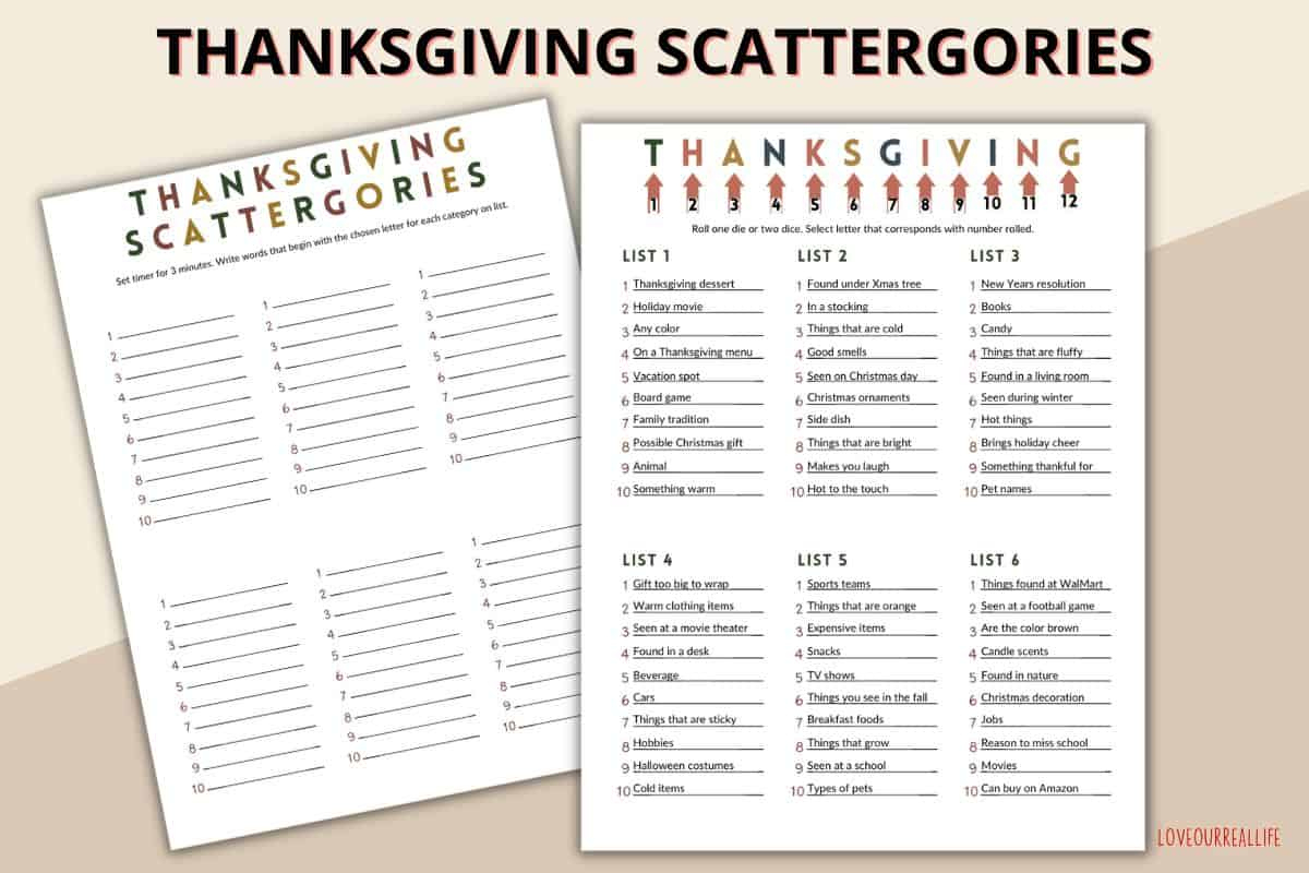 Free Thanksgiving Scattergories Game Printable For Family Fun with regard to Thanksgiving Scattergories Free Printable
