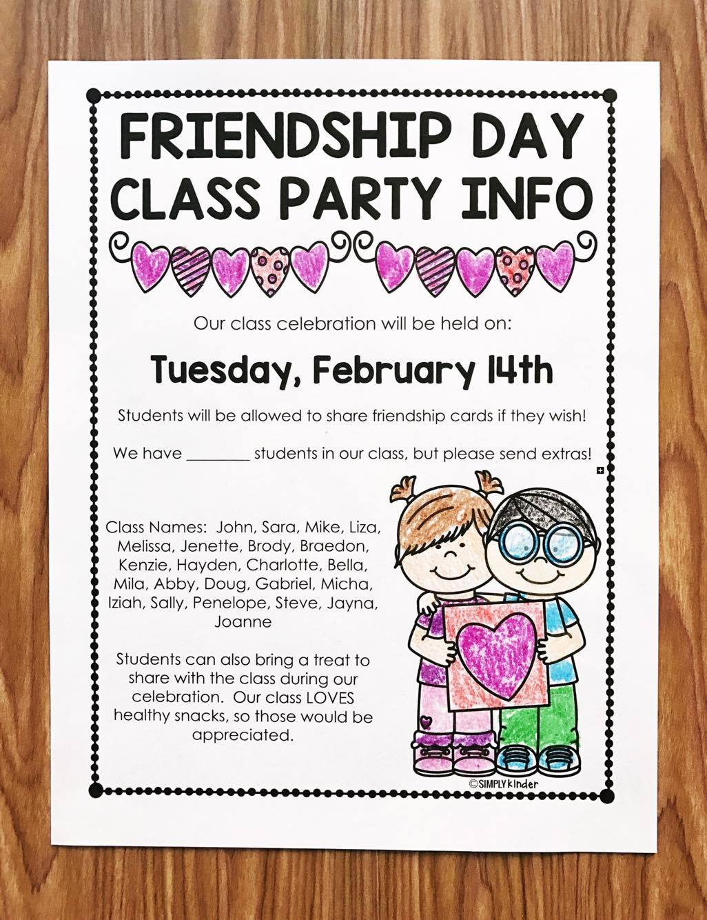 Free Valentine&amp;#039;S Day Letter - Simply Kinder in Printable Classroom Party Letter To Parents Template