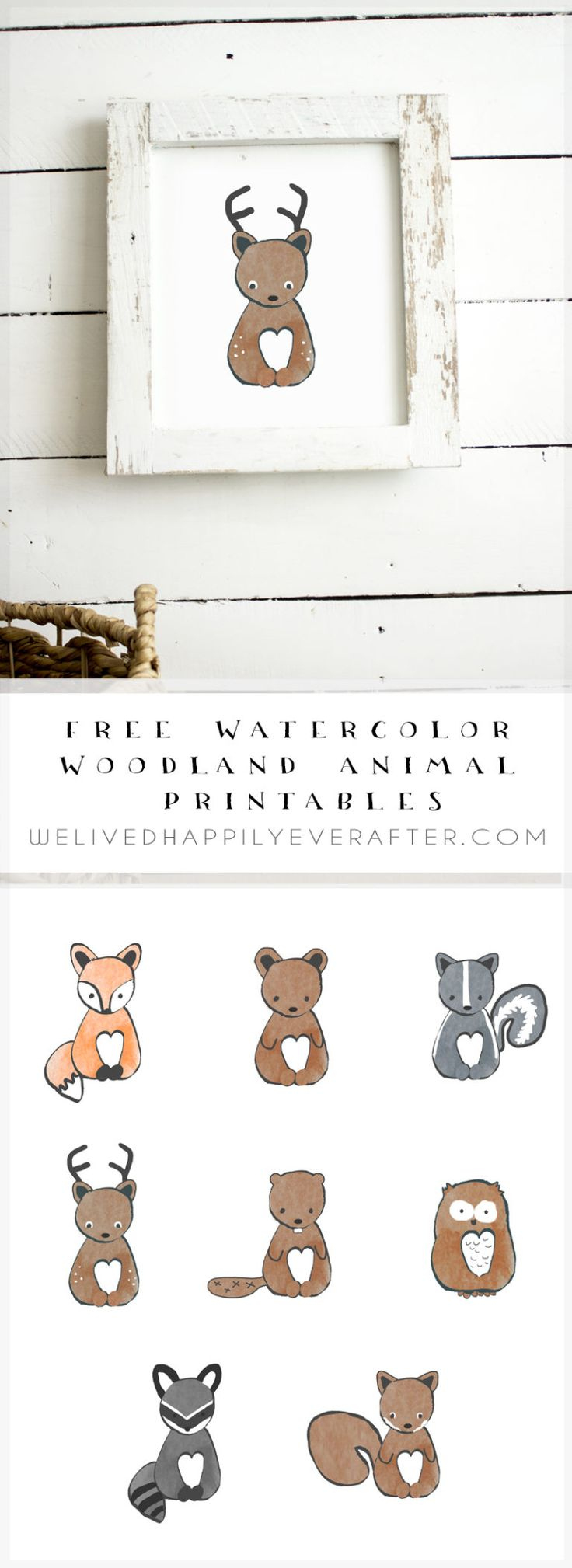 Free Watercolor Forest Woodland Animal Nursery Prints within Free Woodland Nursery Printables