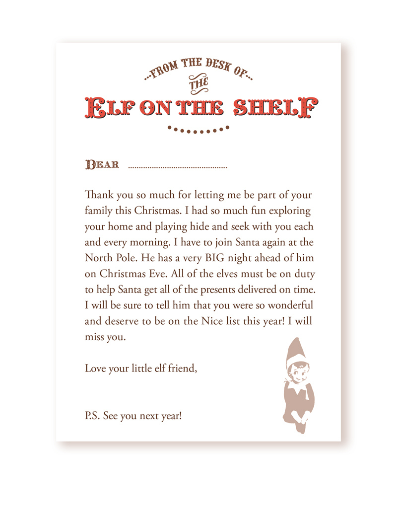 Freebie} Your Very Own Goodbye Letter From The Elf On The Shelf within Elf Goodbye Letter Free Printable