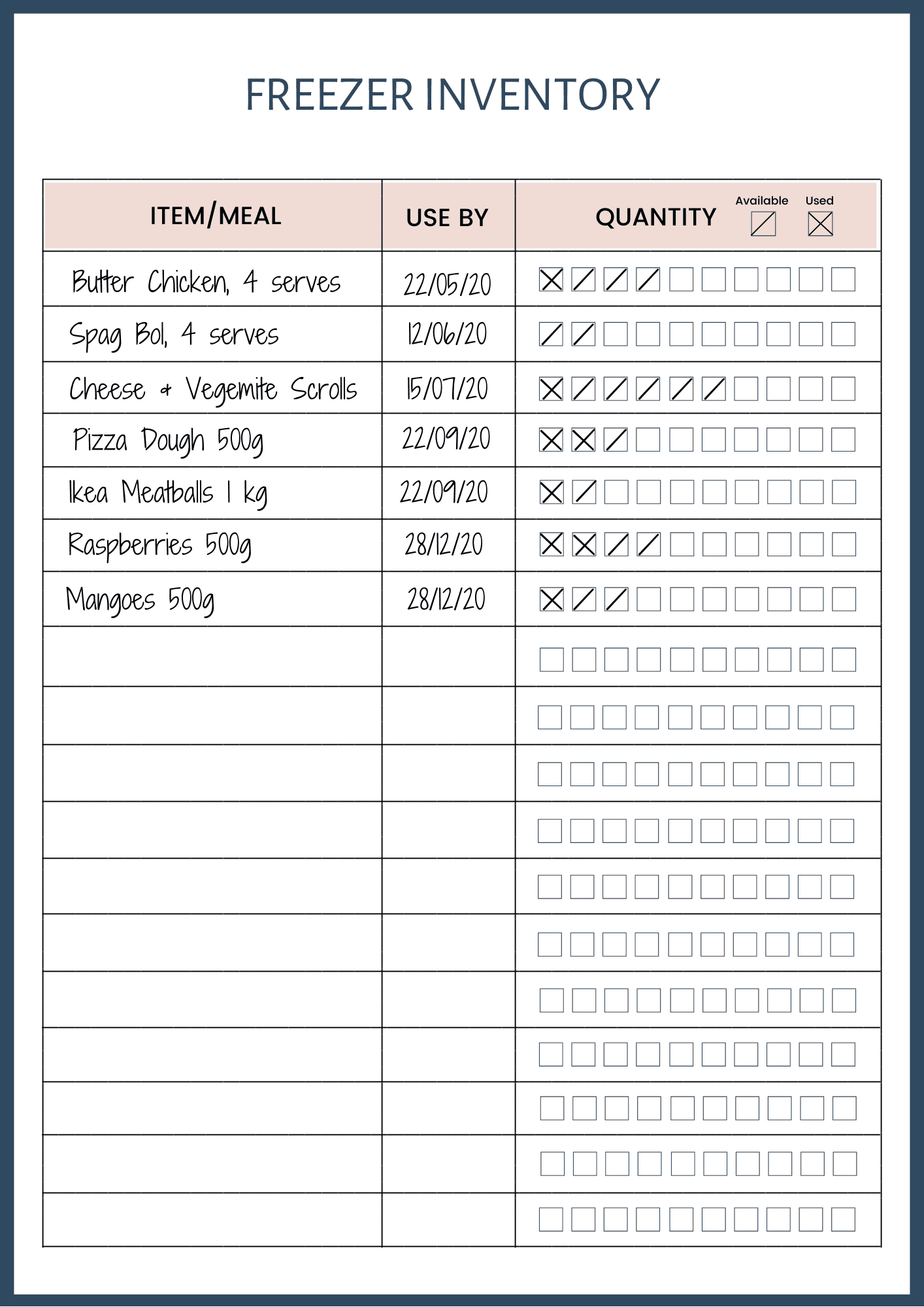 Freezer Inventory List Printable - Thermo Diva throughout Freezer Inventory Printable Free