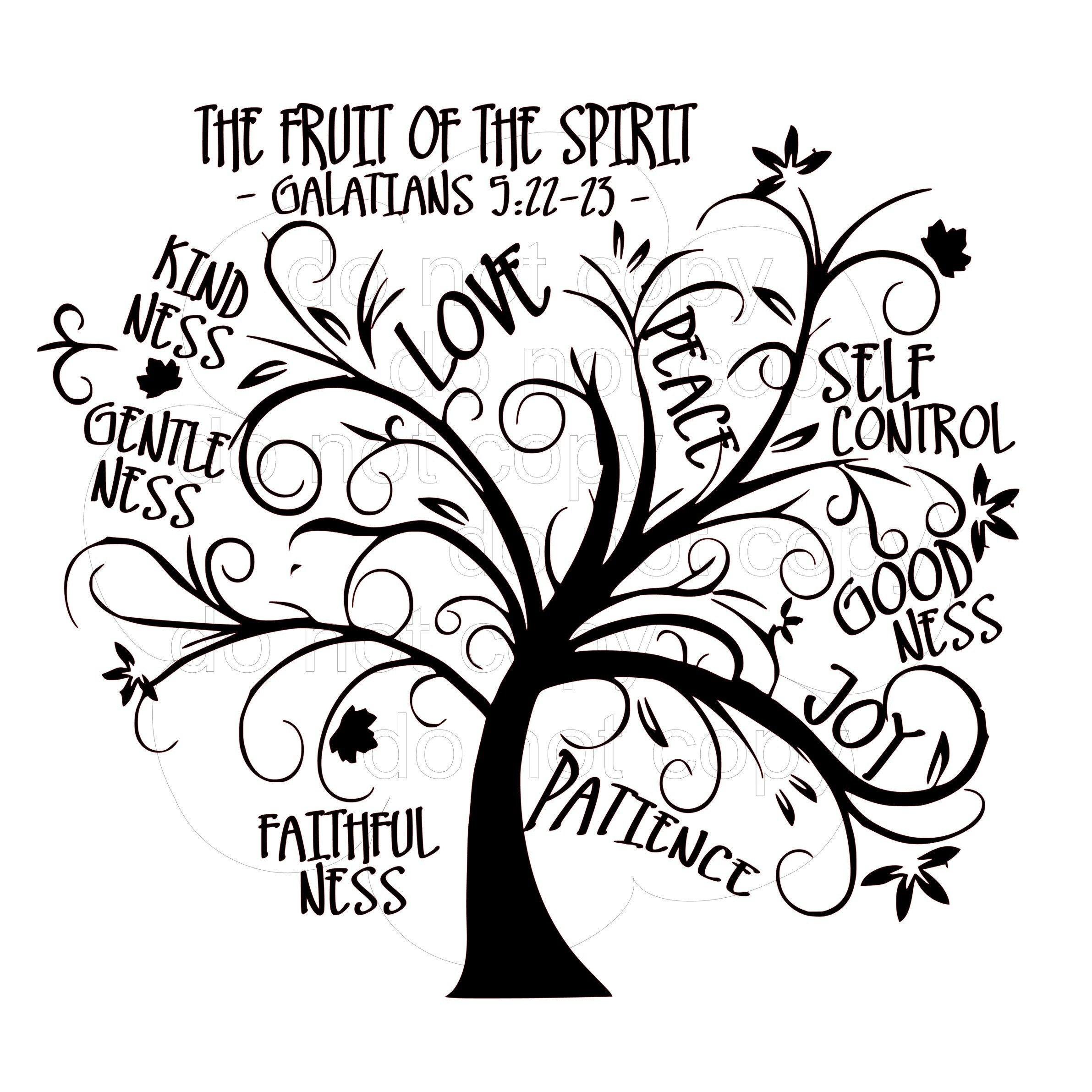 Fruit Of The Spirit Tree, Galatians 5:22-23. Pdf, Jpeg, Svg, Png intended for Fruit of the Spirit Tree Printable