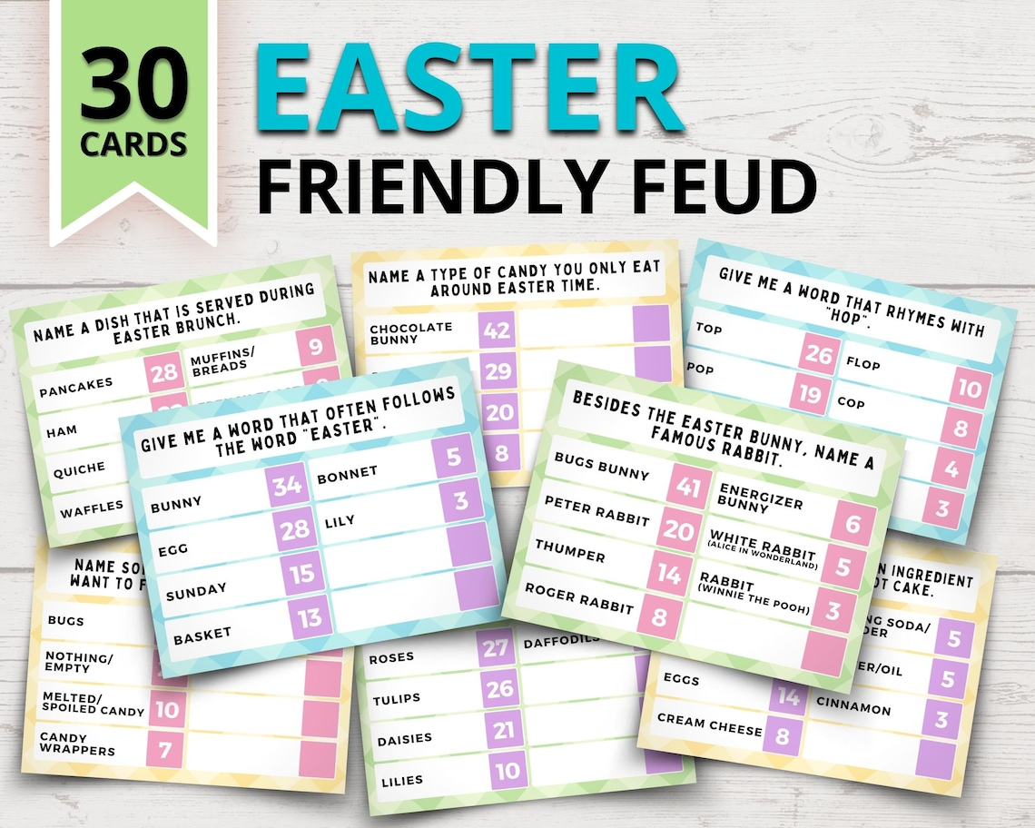 Fun Easter Family Feud Questions For Kids And Adults! with Free Printable Easter Family Feud