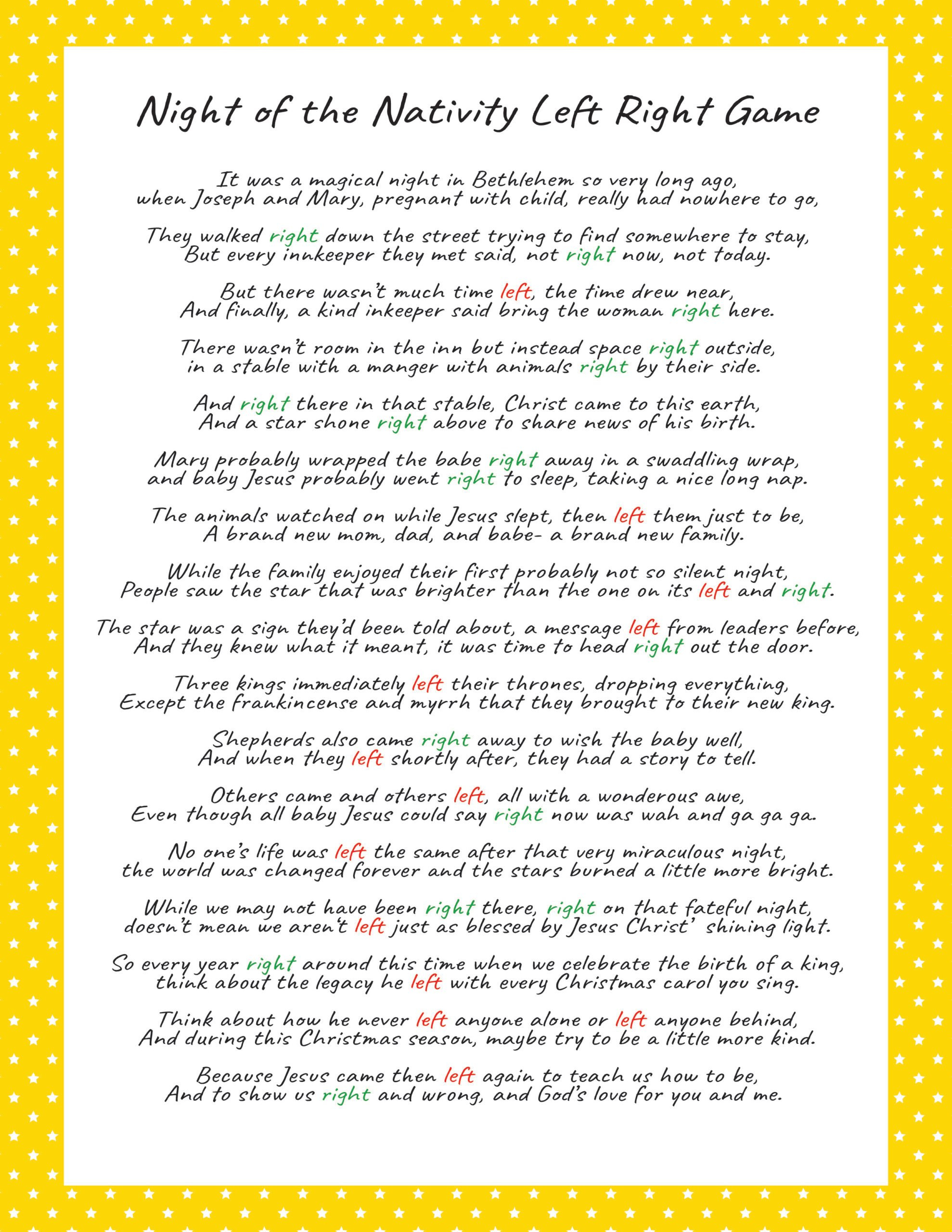 Fun Left Right Christmas Game (4 Printable Stories) - Play Party Plan pertaining to Printable Left Right Game Story Any Occasion