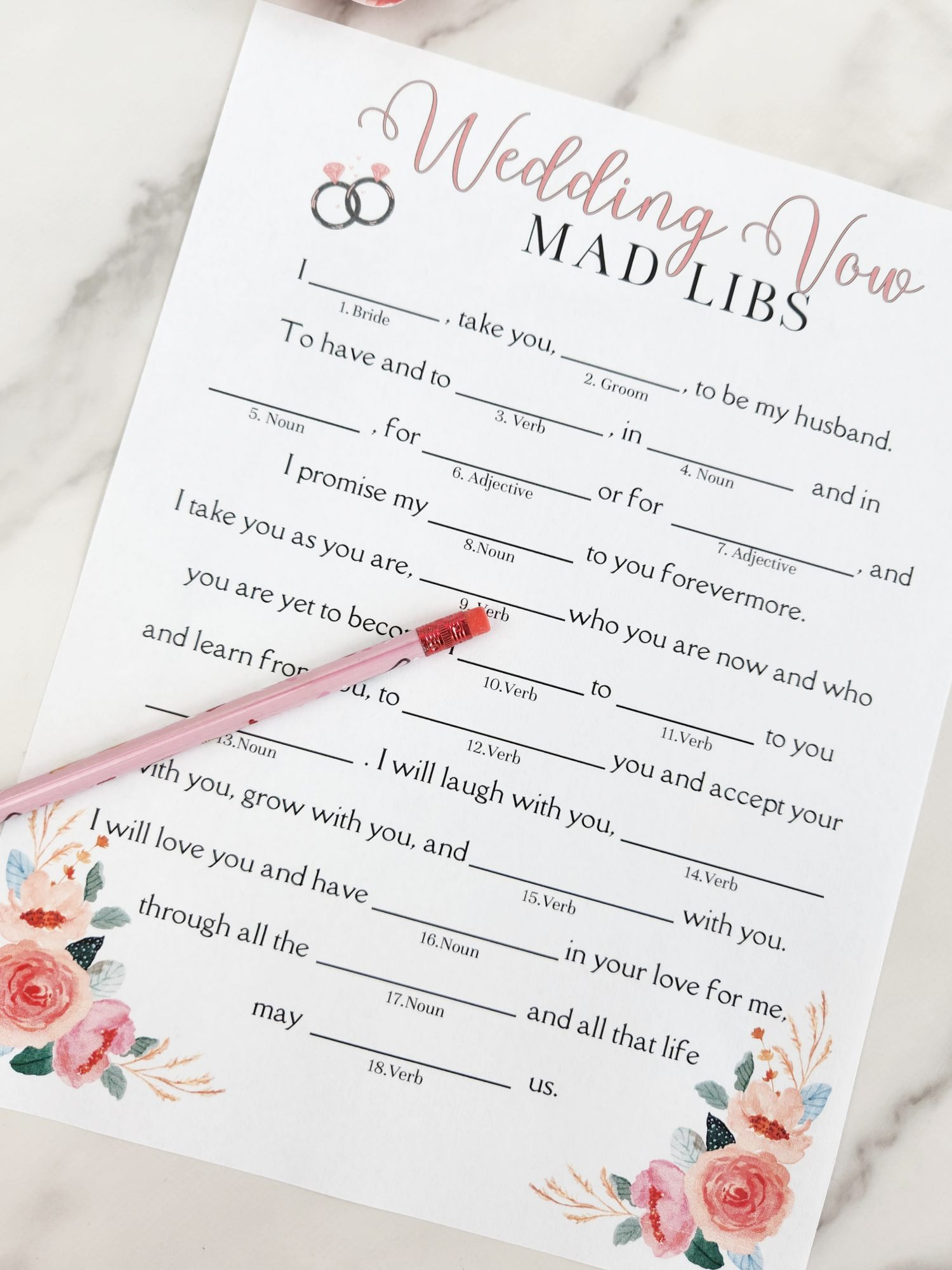 Fun Mad Libs For Bridal Shower Free Printable - Leap Of Faith Crafting intended for Wedding Vows Mad Libs Free Printable