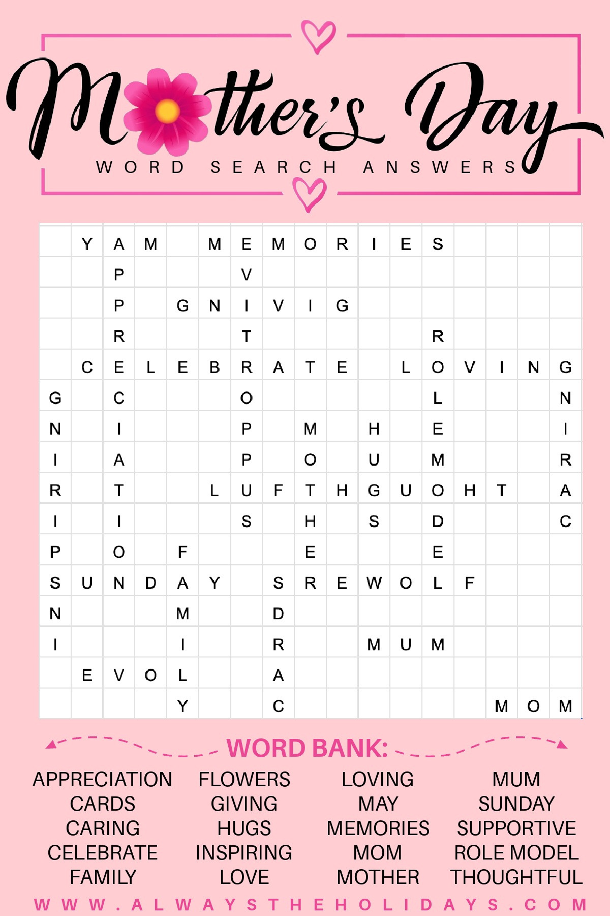 Get A Mother&amp;#039;S Day Word Search - Free Mother&amp;#039;S Day Printable for Mother&amp;#039;S Day Crossword Puzzles Printable