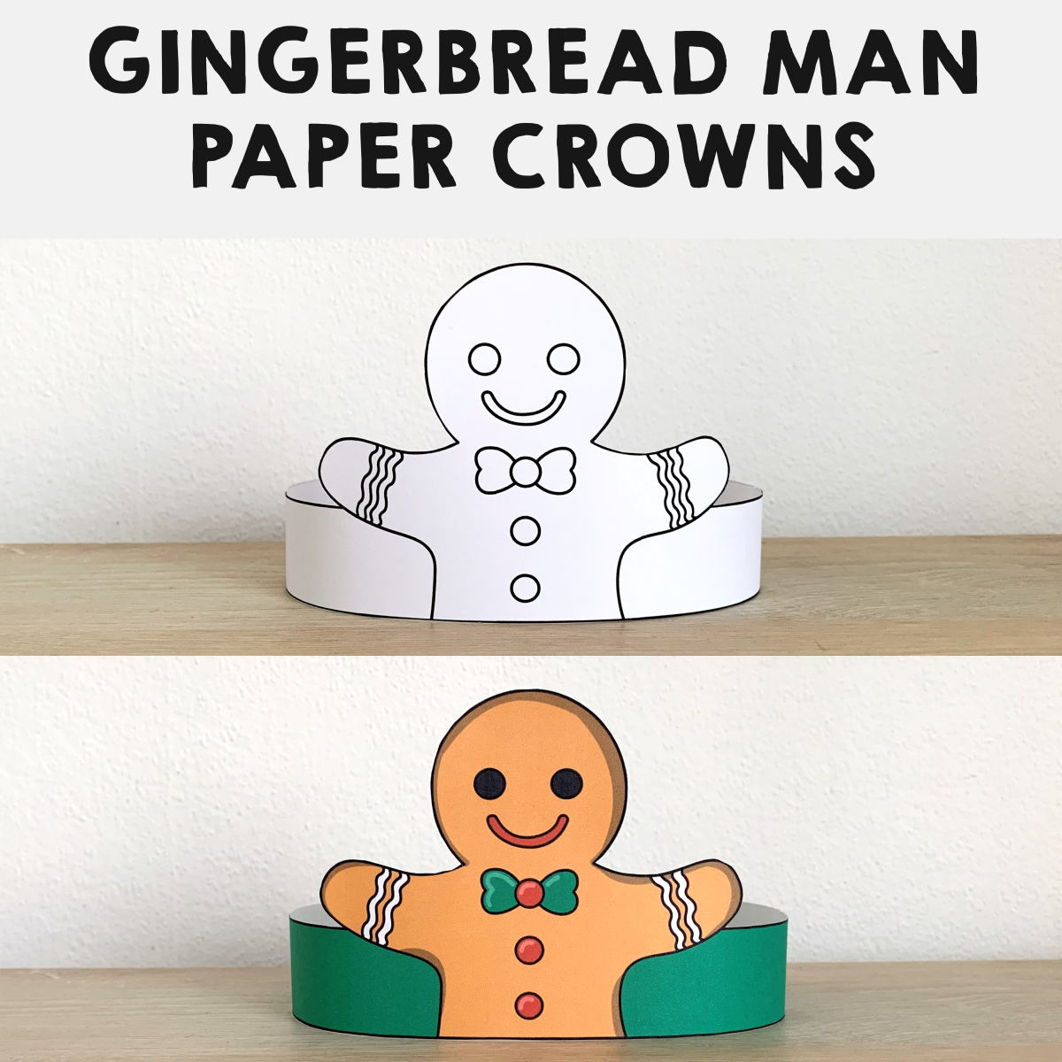 Gingerbread Man Paper Crowns Printable Coloring Craft Winter regarding Gingerbread Man Headband Free Printable