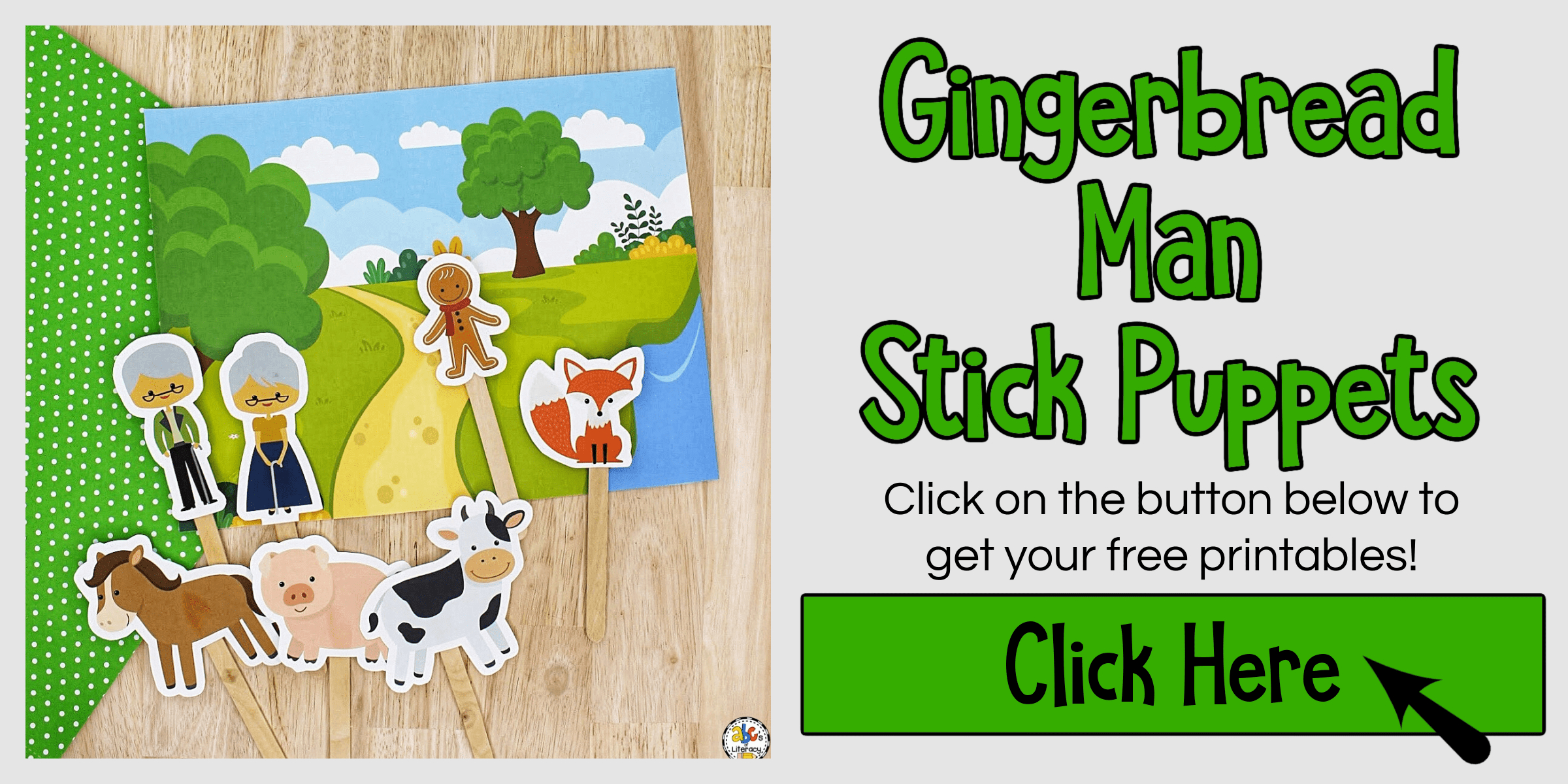 Gingerbread Man Stick Puppets in Free Printable Gingerbread Man Story Characters Printable