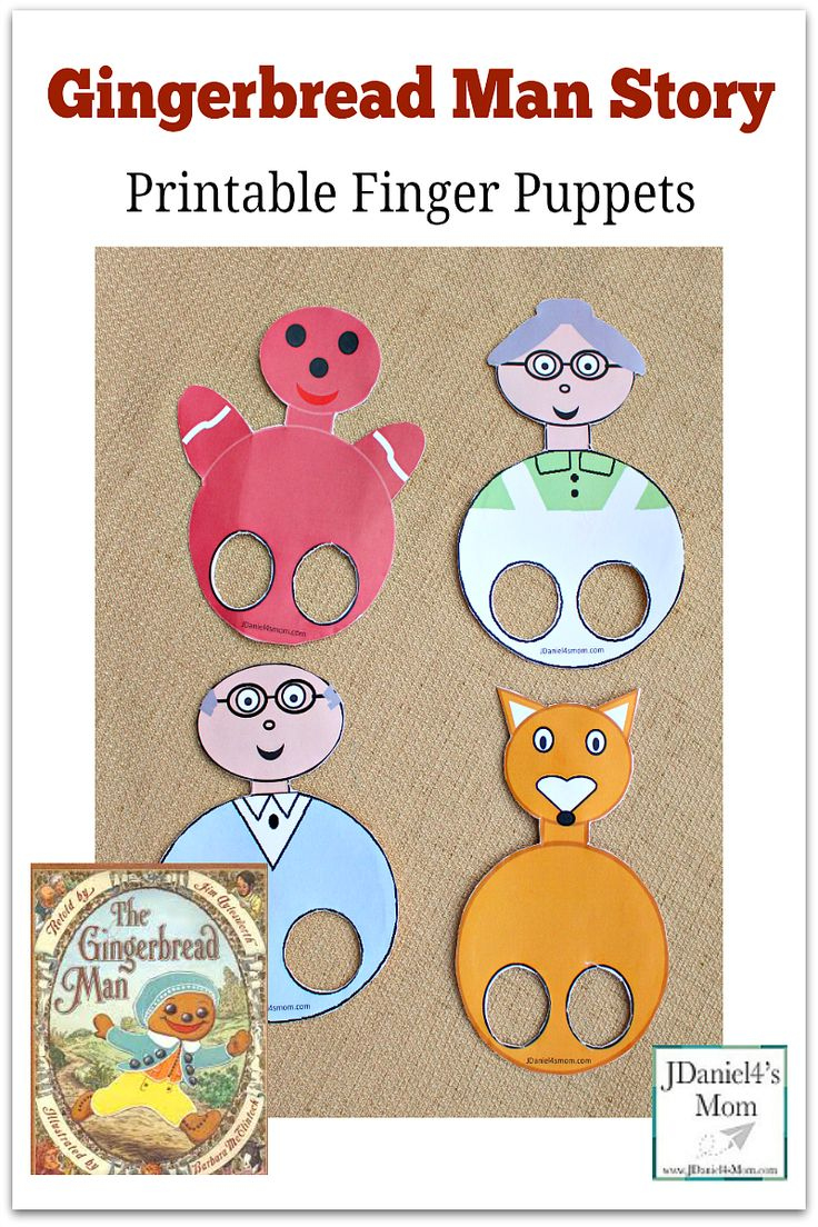 Gingerbread Man Story - Printable Finger Puppets within Puppets Free Printable Gingerbread Man Story Characters Printable