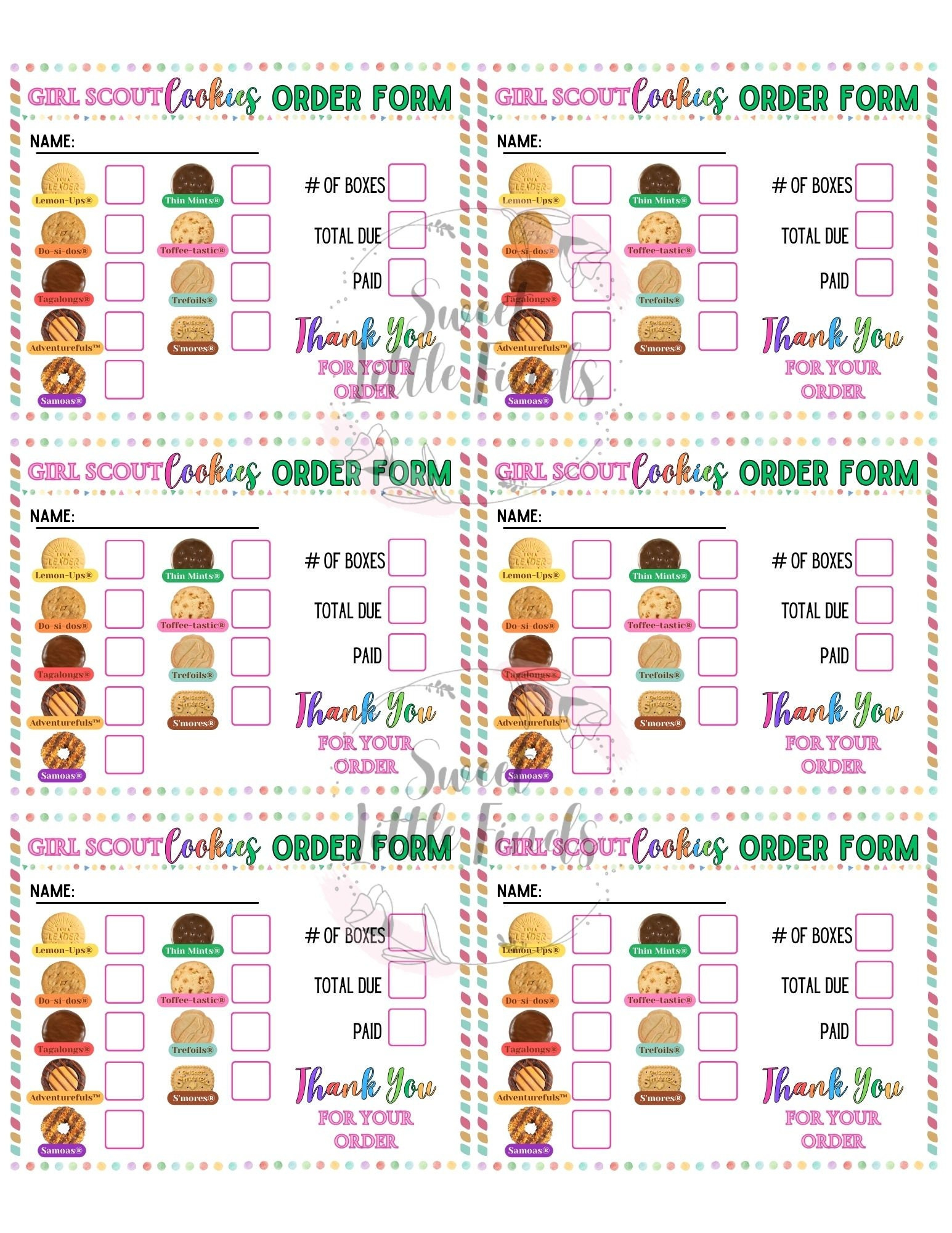 Girl Scout Cookies Lbb 2025 Printable Order Form, Girl Scout throughout Girl Scout Cookie Order Form 2025 Printable Free