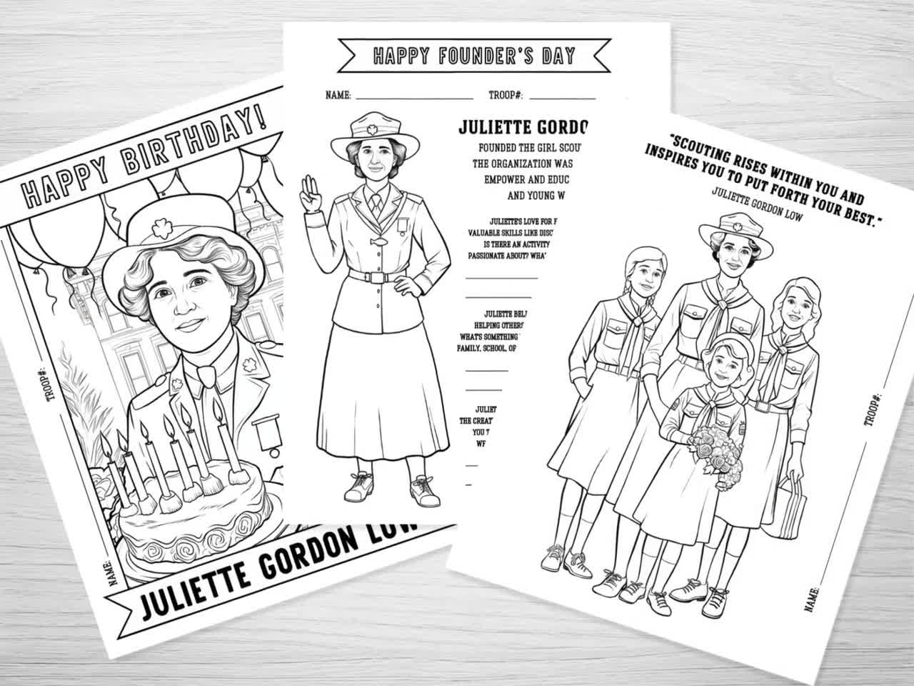 Girl Scout Juliette Gordon Low Coloring Craft Activity, Girl Scouts Founder&amp;#039;S Day Activities, Founders Day, Juliette Gordon Low Birthday with regard to Juliette Gordon Low Printable