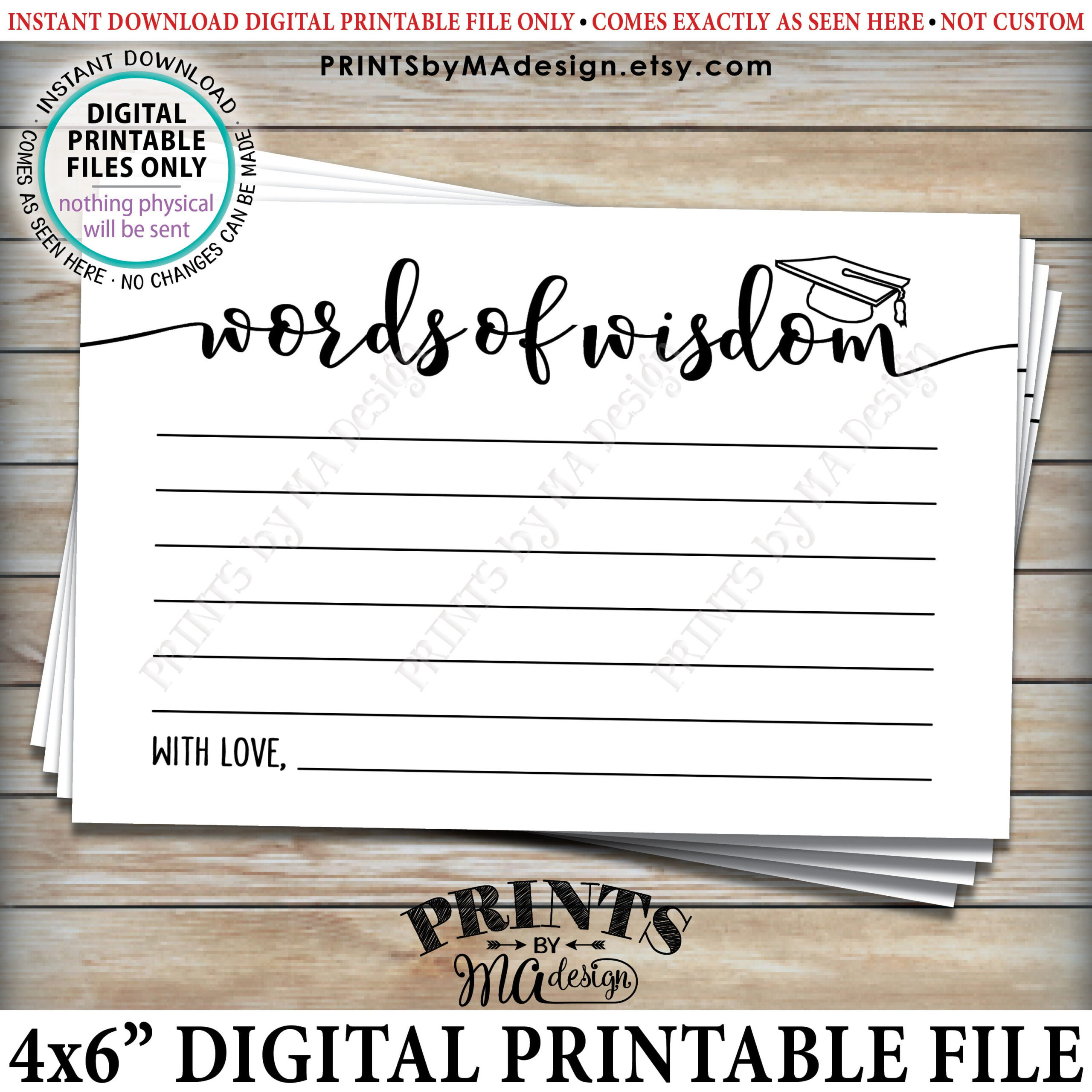 Graduation Party Words Of Wisdom Cards, Grad Advice For The throughout Free Printable Words Of Wisdom Cards Graduation