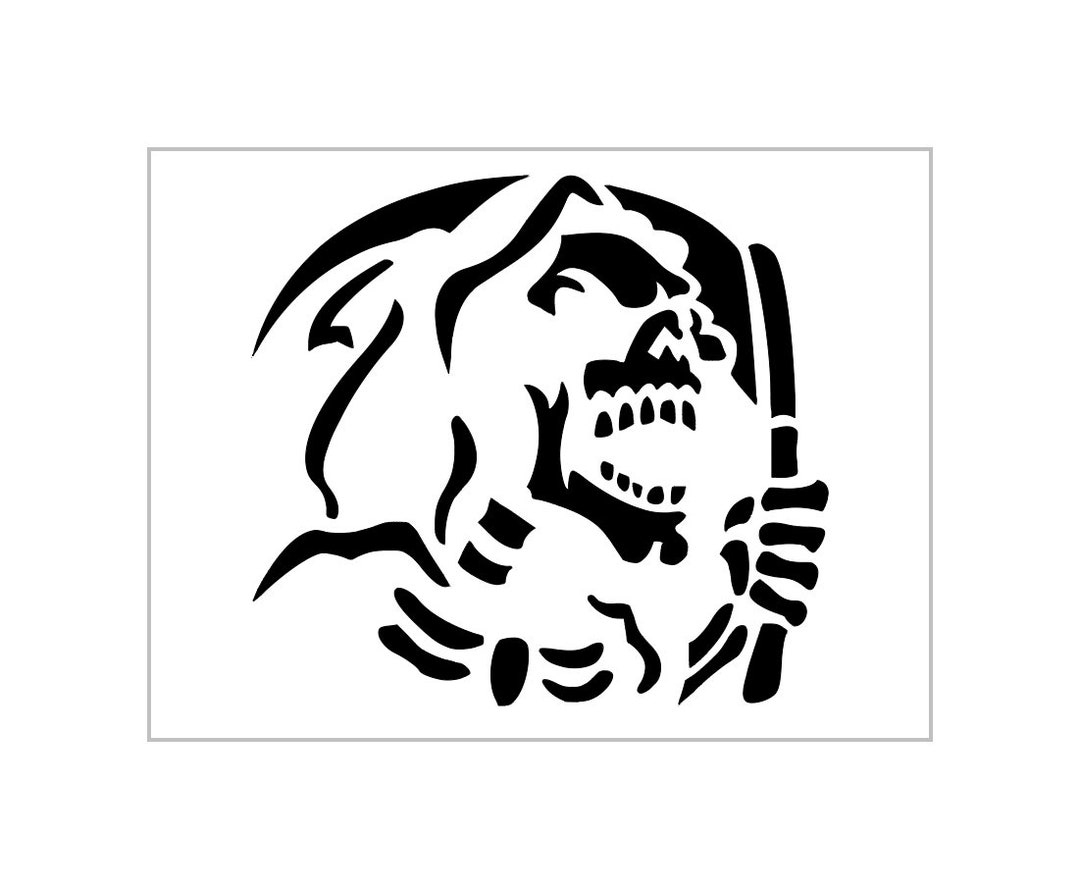 Grim Reaper Evil Stencil Halloween Pumpkin Carving Reusable Sheet S748 - Etsy.de intended for Printable Grim Reaper Pumpkin Stencil