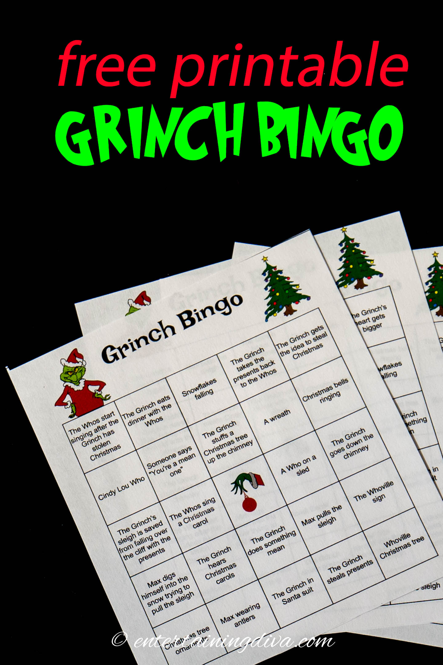 Grinch Bingo (A Free Printable Christmas Game) inside Grinch Bingo Free Printable