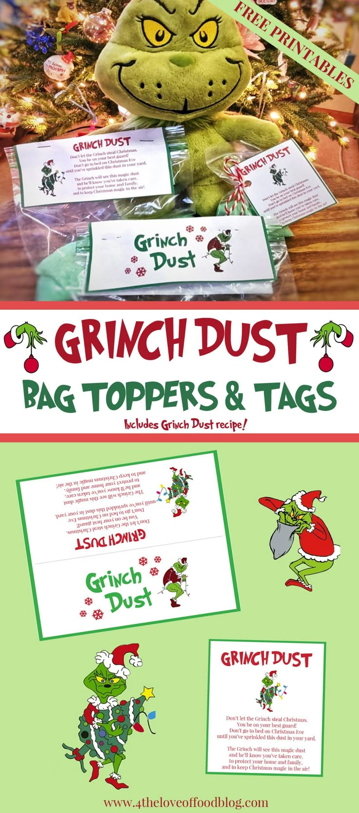 Grinch Dust intended for Free Printable Grinch Pills Bag Topper