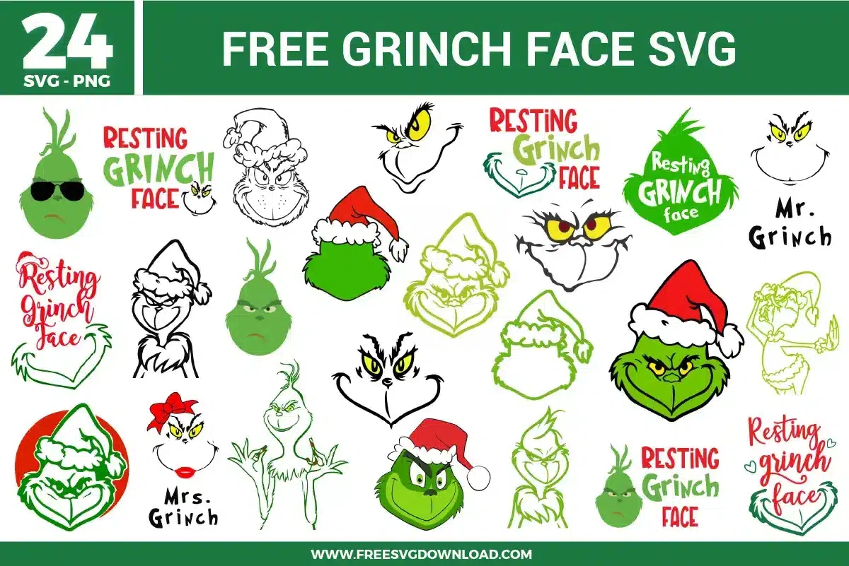 Grinch Face Free Svg Files | Free Svg Download for Grinch Face Stencil Free Printable