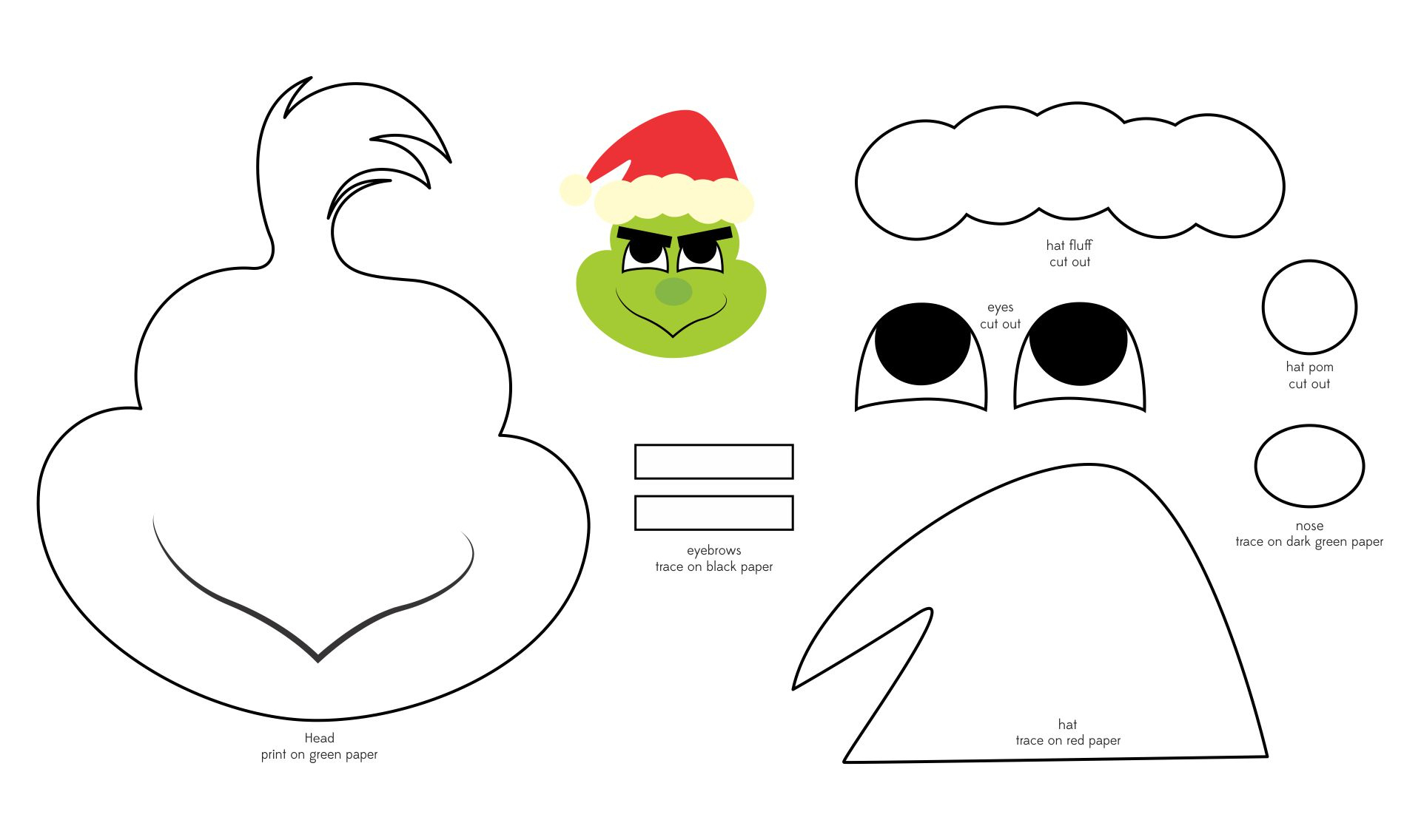 Grinch Pattern - 10 Free Pdf Printables | Printablee - Worksheets pertaining to Free Printable Grinch Mask Template