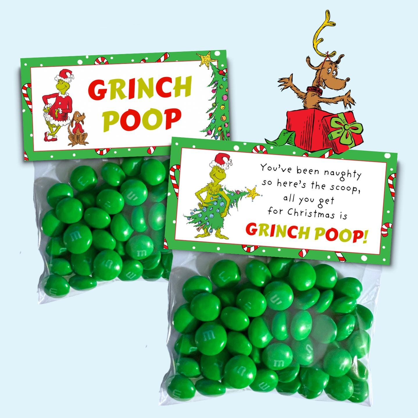 Grinch Poop Printable, Treat Bag Topper, Christmas Candy Bag intended for Free Grinch Poop Printable Tag