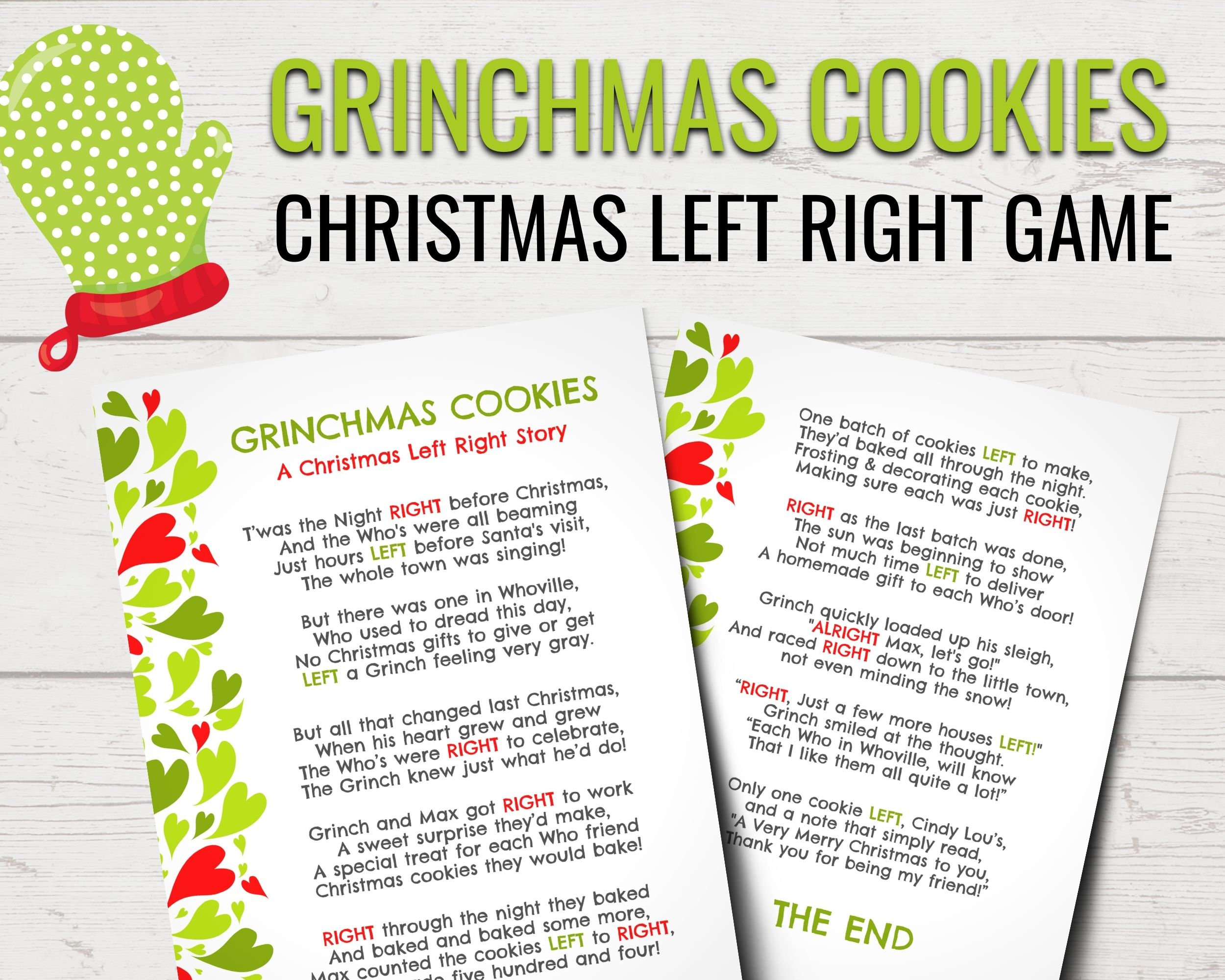 Grinchmas Cookies Christmas Left Right Game | Printable Grinch with regard to Free Printable Grinch Left Right Game