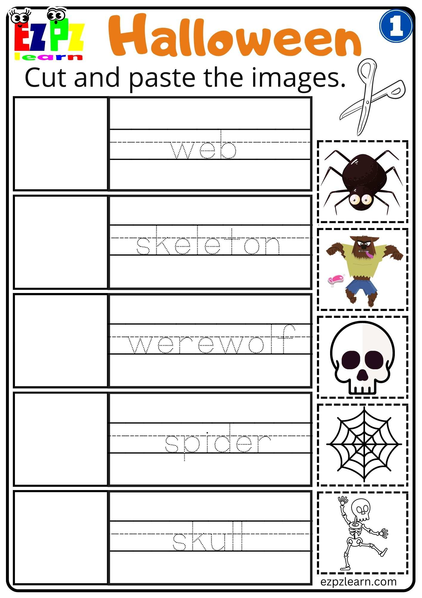 Group 1 Halloween Cut And Paste Worksheet For Kids Free Pdf regarding Printable Halloween Cut and Paste