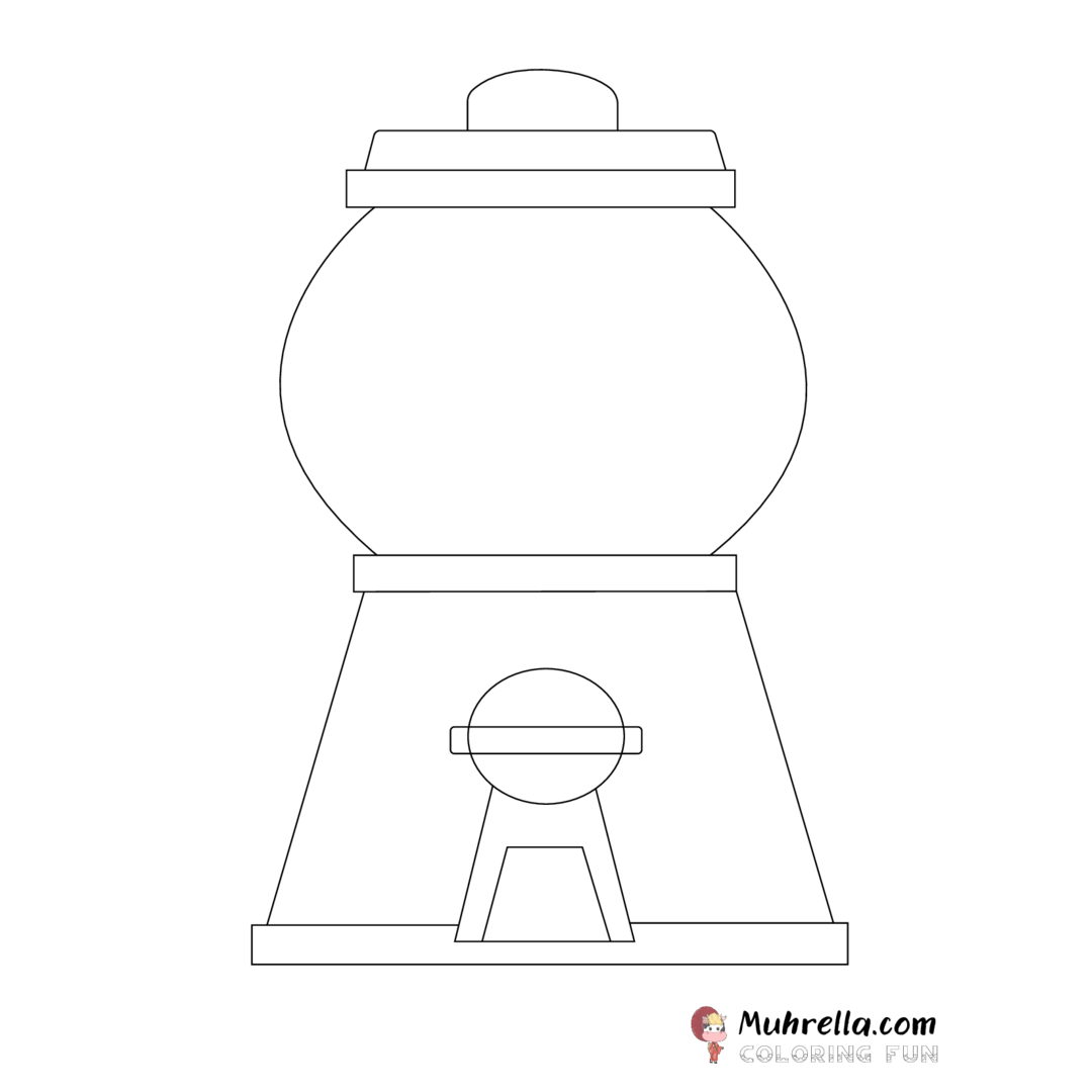 Gumball Machine Coloring Page inside Gumball Machine Printable Free