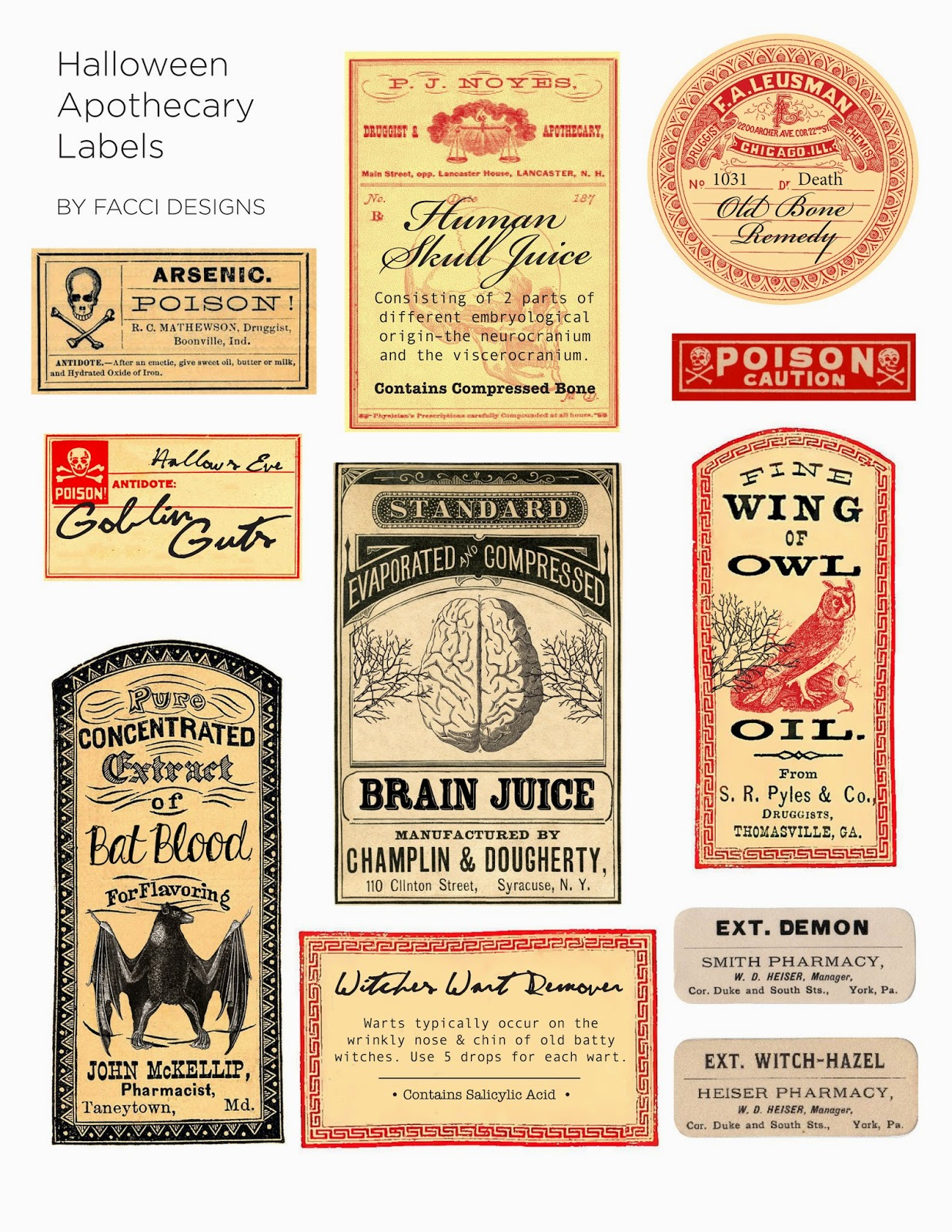 Halloween Love: Spooky Apothecary Labels Free Printable | Brooklyn with Vintage Printable Free Printable Halloween Apothecary Labels