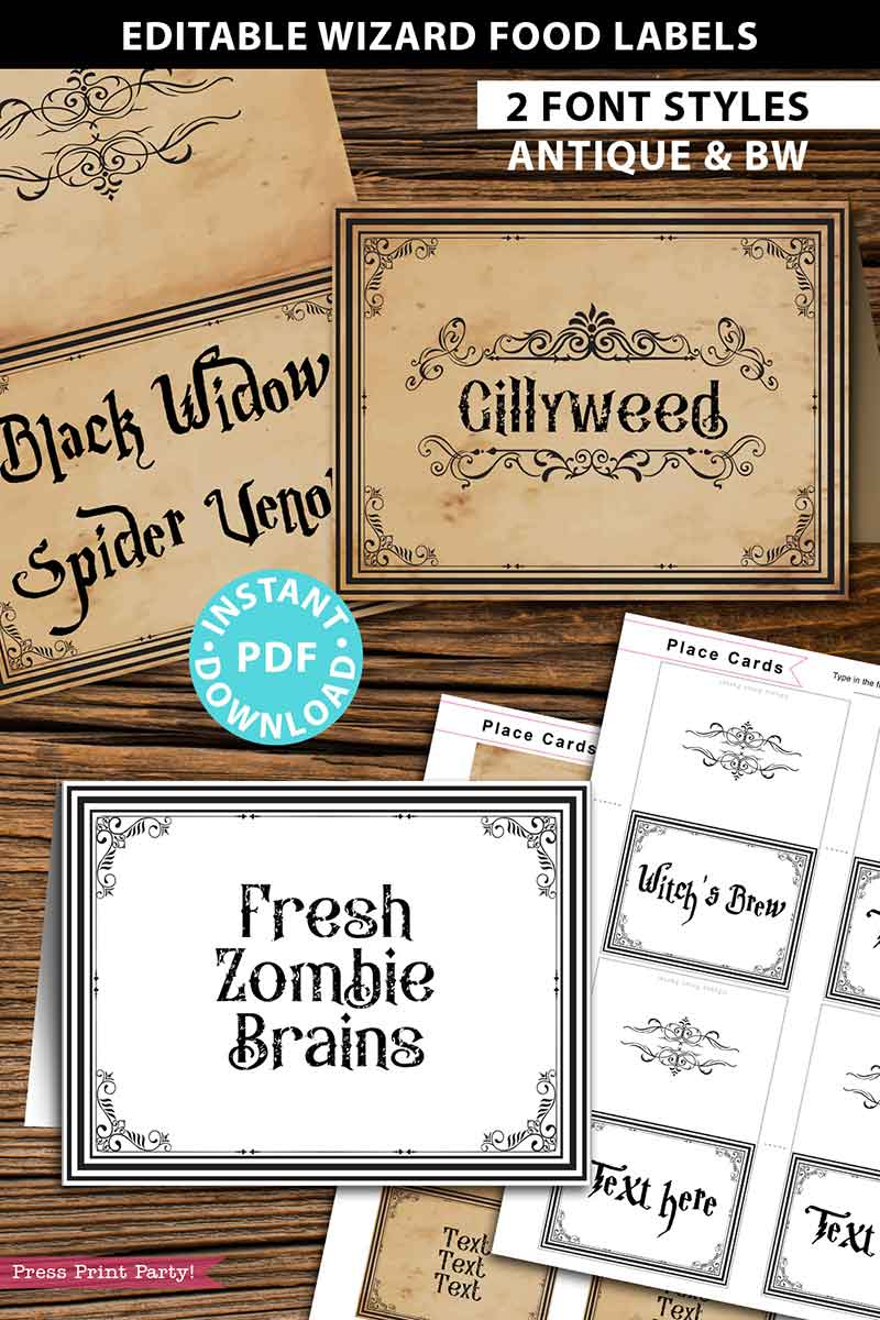 Halloween Or Harry Potter Food Label Printables for Free Printable Harry Potter Food Labels