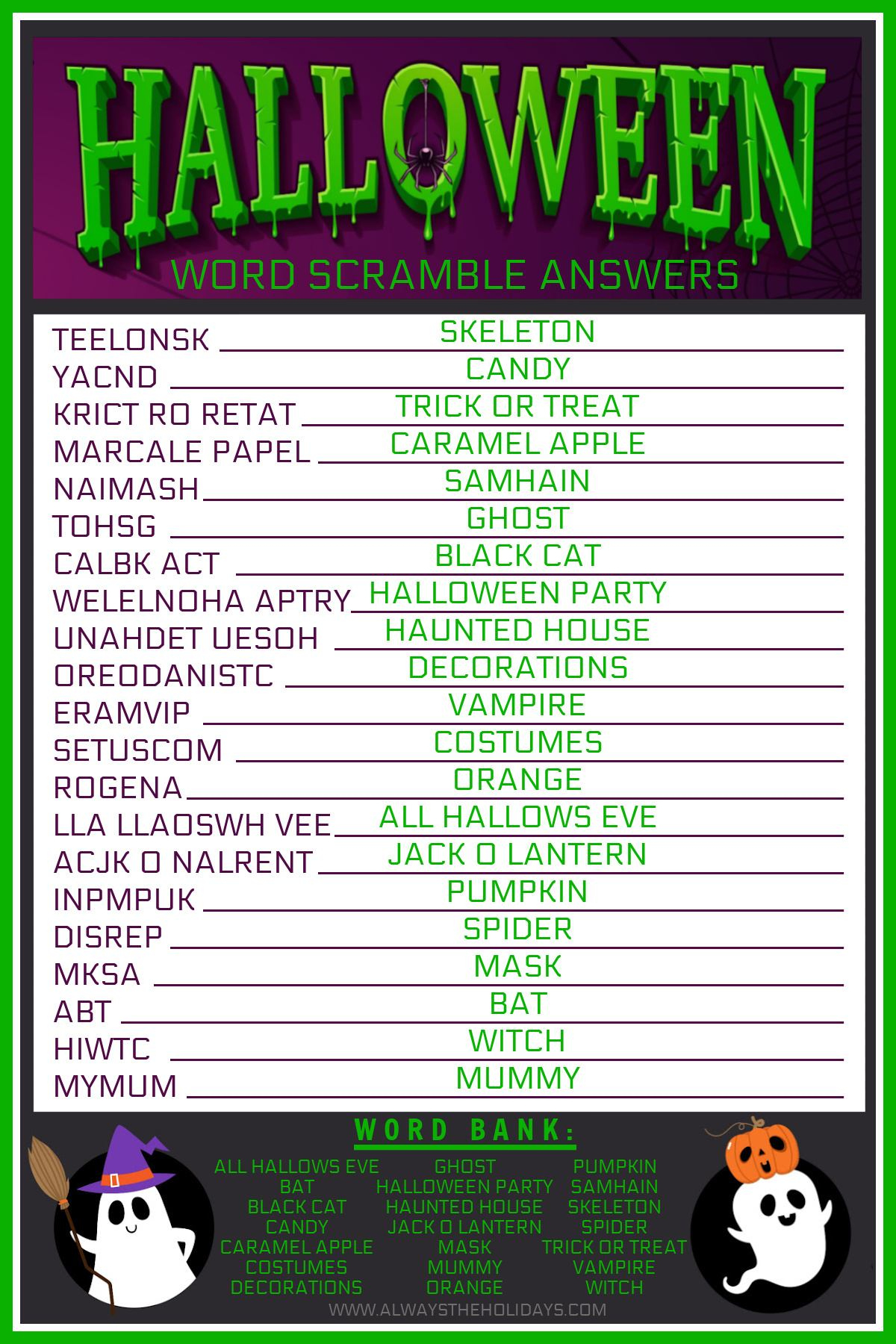 Halloween Word Scramble Printable - Free Halloween Printable with regard to Free Printable Halloween Word Scramble