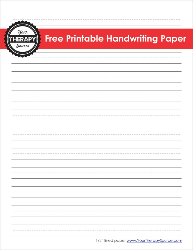 Handwriting Paper Printable - Free - Your Therapy Source for Free Printable Occupational Therapy Handwriting Worksheets