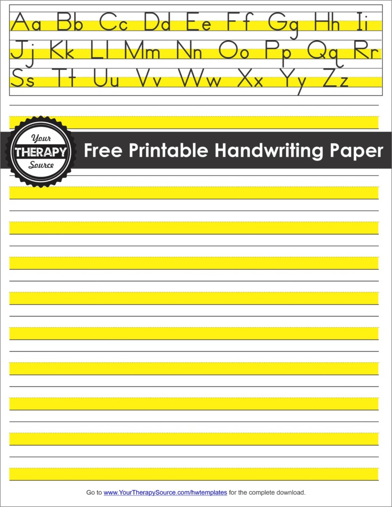 Handwriting Paper Printable - Free - Your Therapy Source with regard to Free Printable Occupational Therapy Handwriting Worksheets
