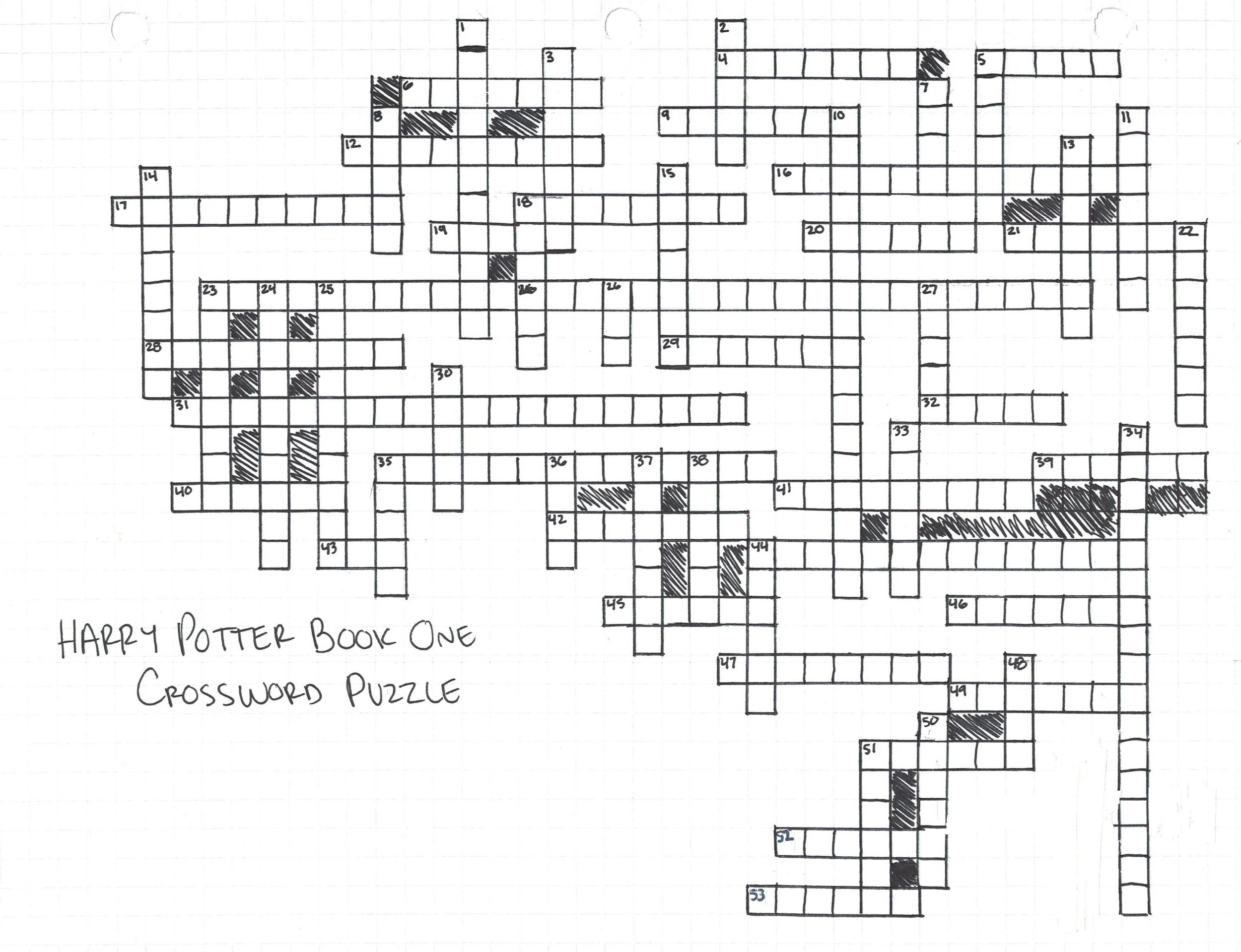 Harry Potter And The Sorcerer&amp;#039;S Stone Crossword Puzzle — Bayley for Harry Potter Crossword Puzzles Printable