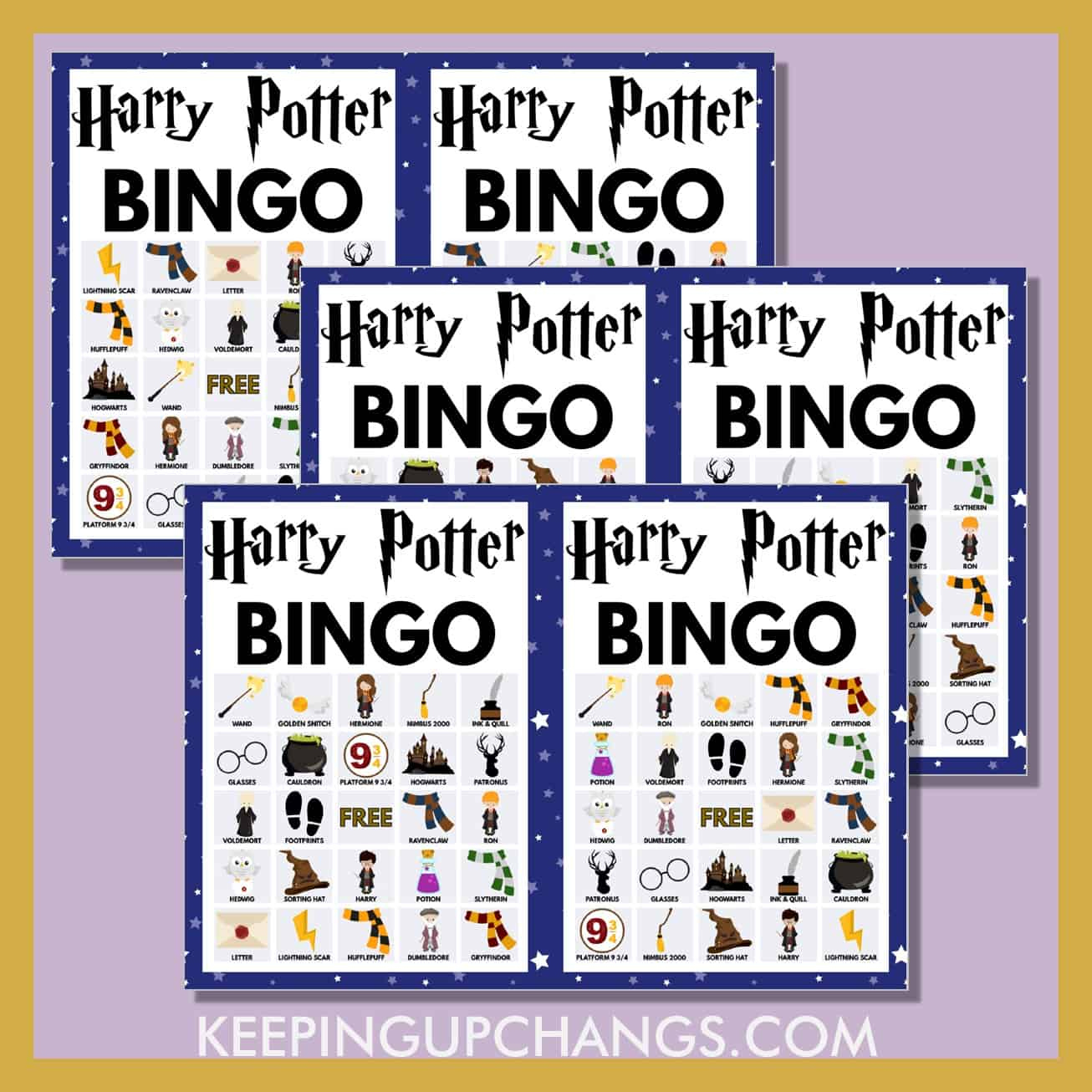 Harry Potter Bingo Pictures &amp;amp; Words (5X5 &amp;amp; 4X4 Grid) [Free within Harry Potter Bingo Card