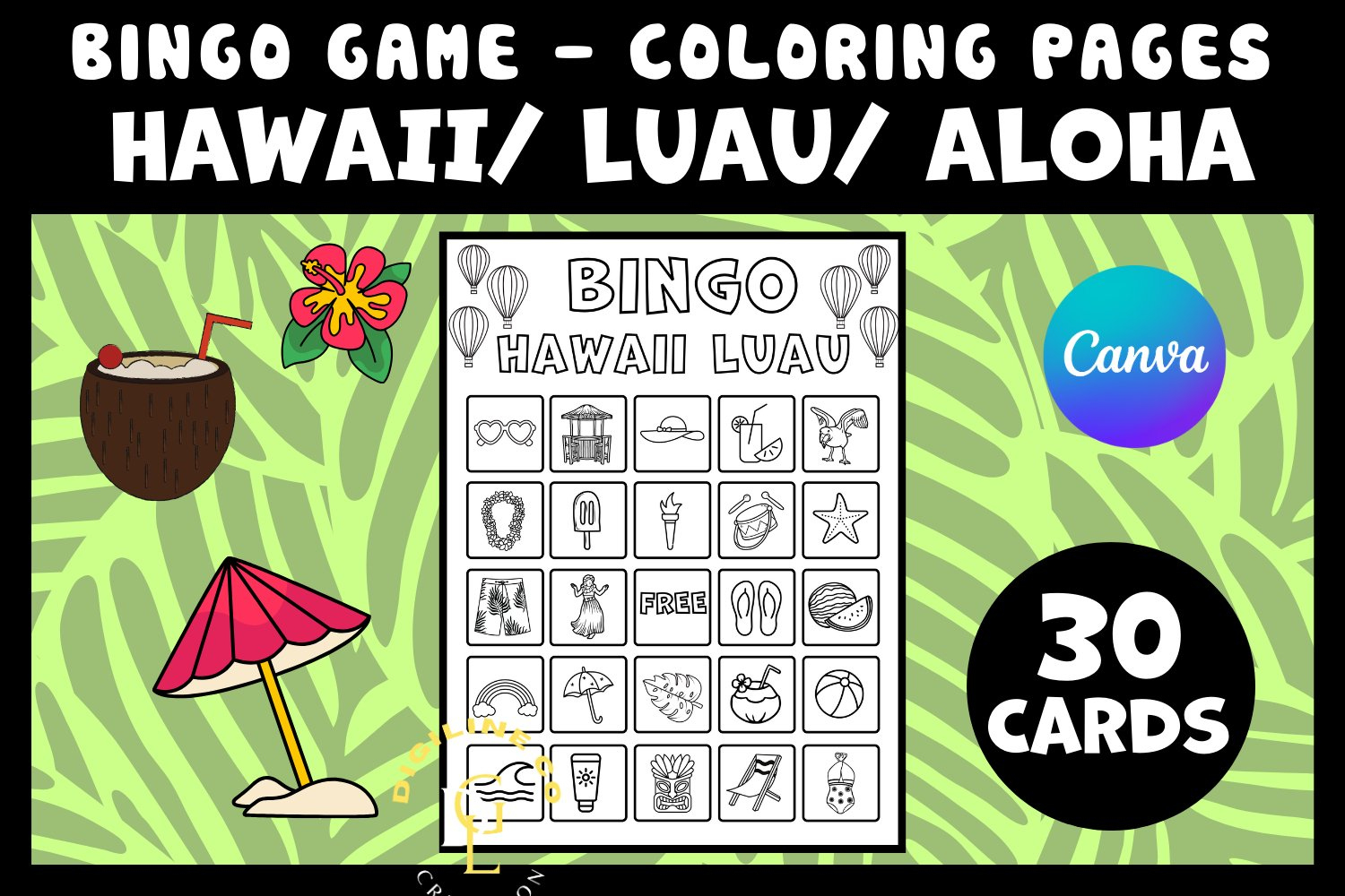 Hawaii Aloha Bingo Game Templates Printable Coloring Pages for Hawaiian Bingo Printable Free