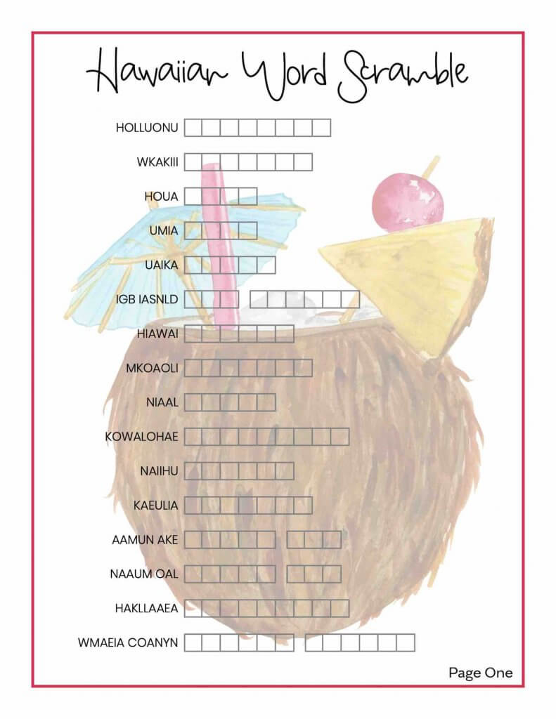 Hawaii Word Search And Word Scramble Printables For Kids - Hawaii with Hawaii Word Search Printable