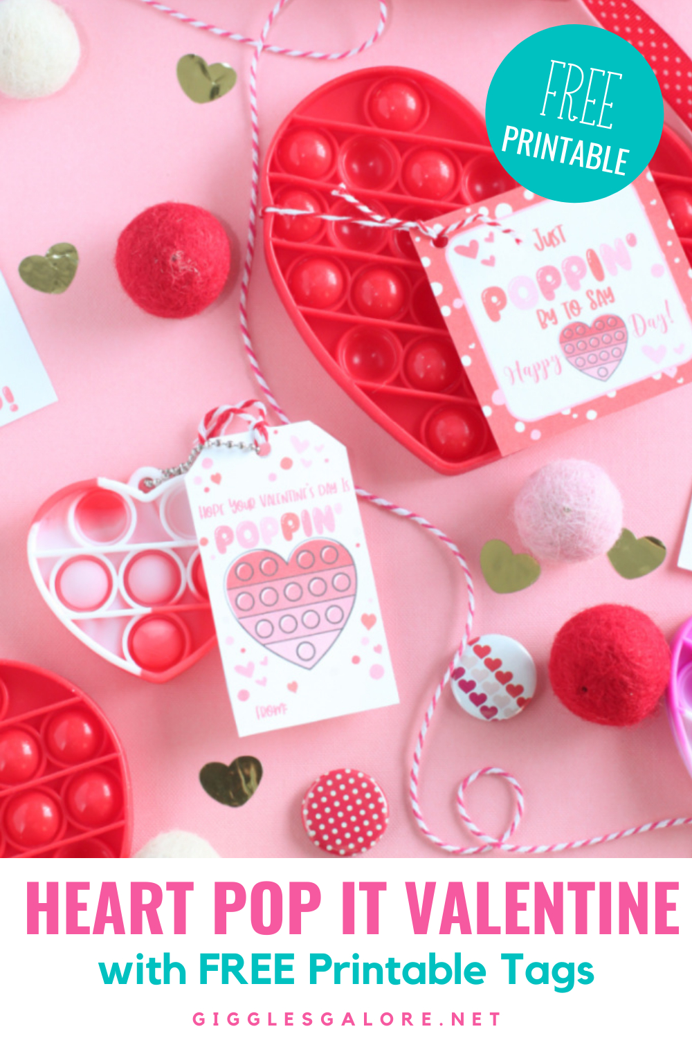 Heart Pop-It Valentine With Free Printable Tags - Giggles Galore with Free Pop It Valentines Printable