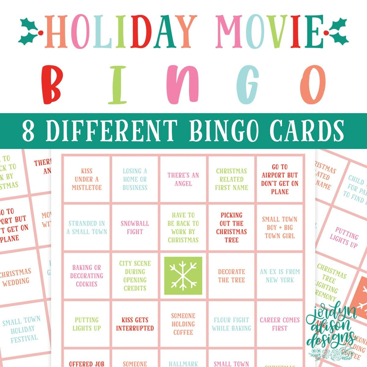 Holiday Movie Bingo Cards, Christmas Movie Bingo, Printable pertaining to Holiday Movie Bingo Card
