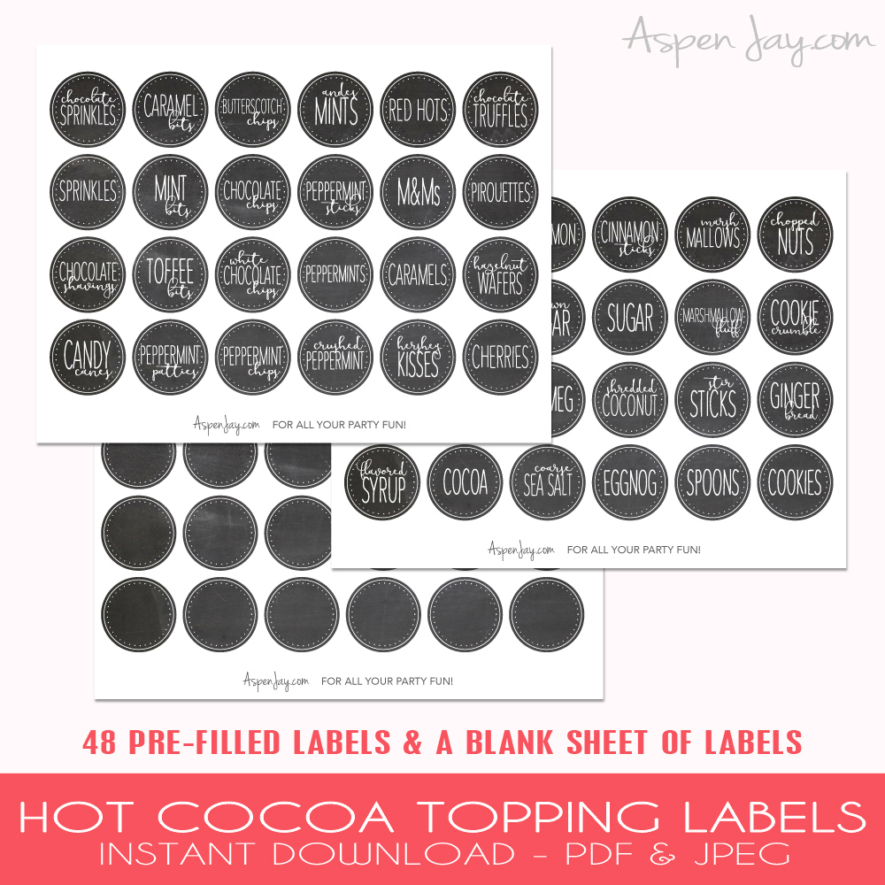 Hot Chocolate Bar Labels – Free Printable - Aspen Jay inside Free Printable Hot Cocoa Bar Labels