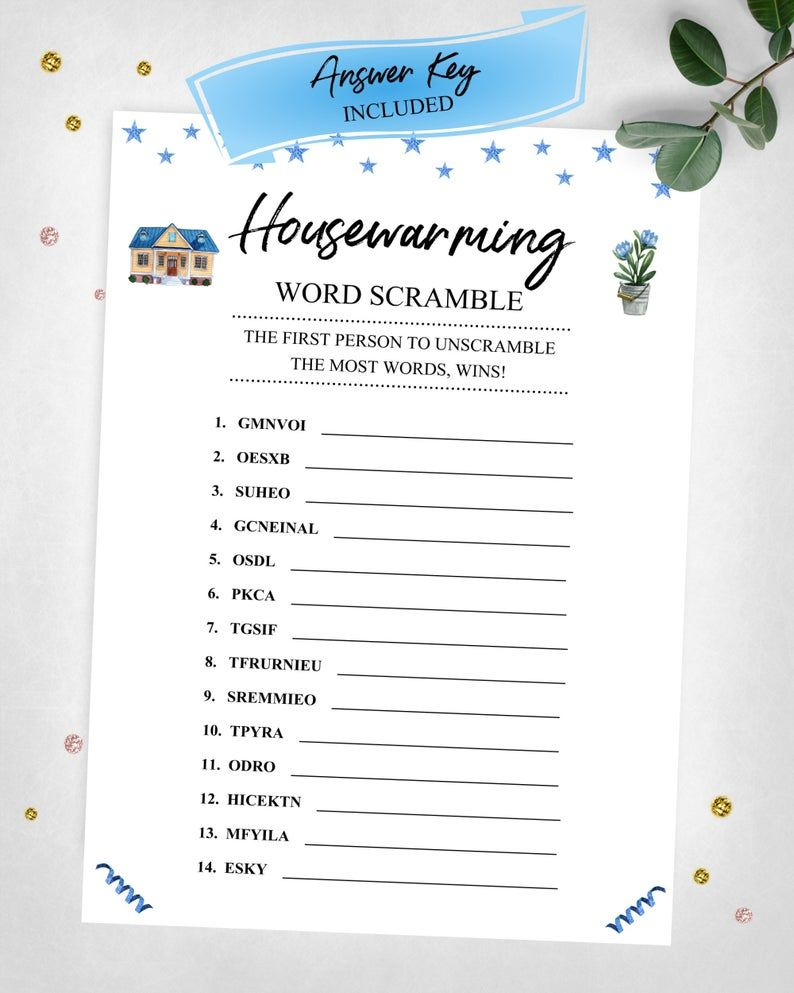 Housewarming Word Scramble. Housewarming Party Game. Real Estate pertaining to Housewarming Games Printable Free
