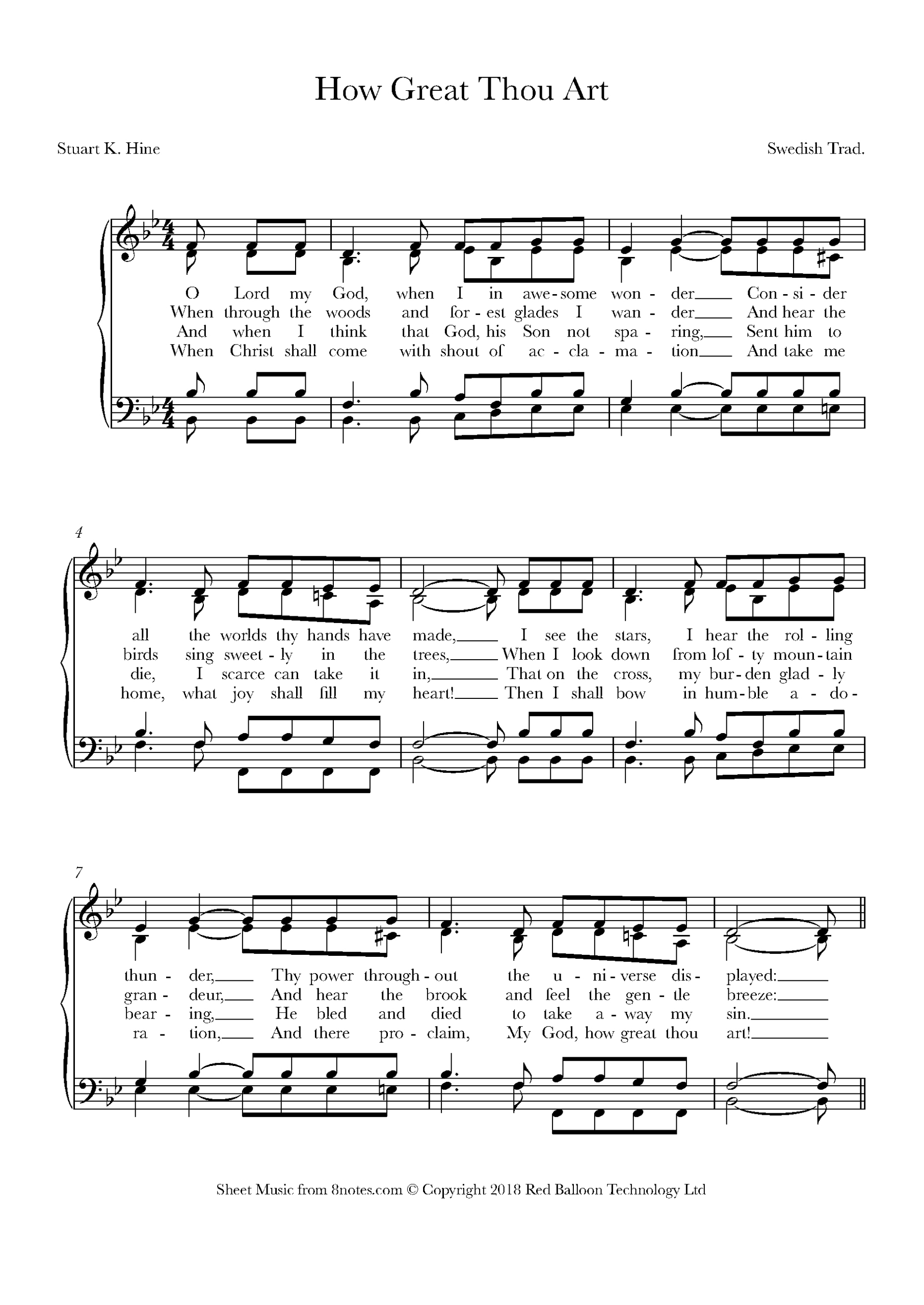 How Great Thou Art For Choir - Free Sheet Music For Choir | 8Notes in Free Printable How Great Thou Art Hymn