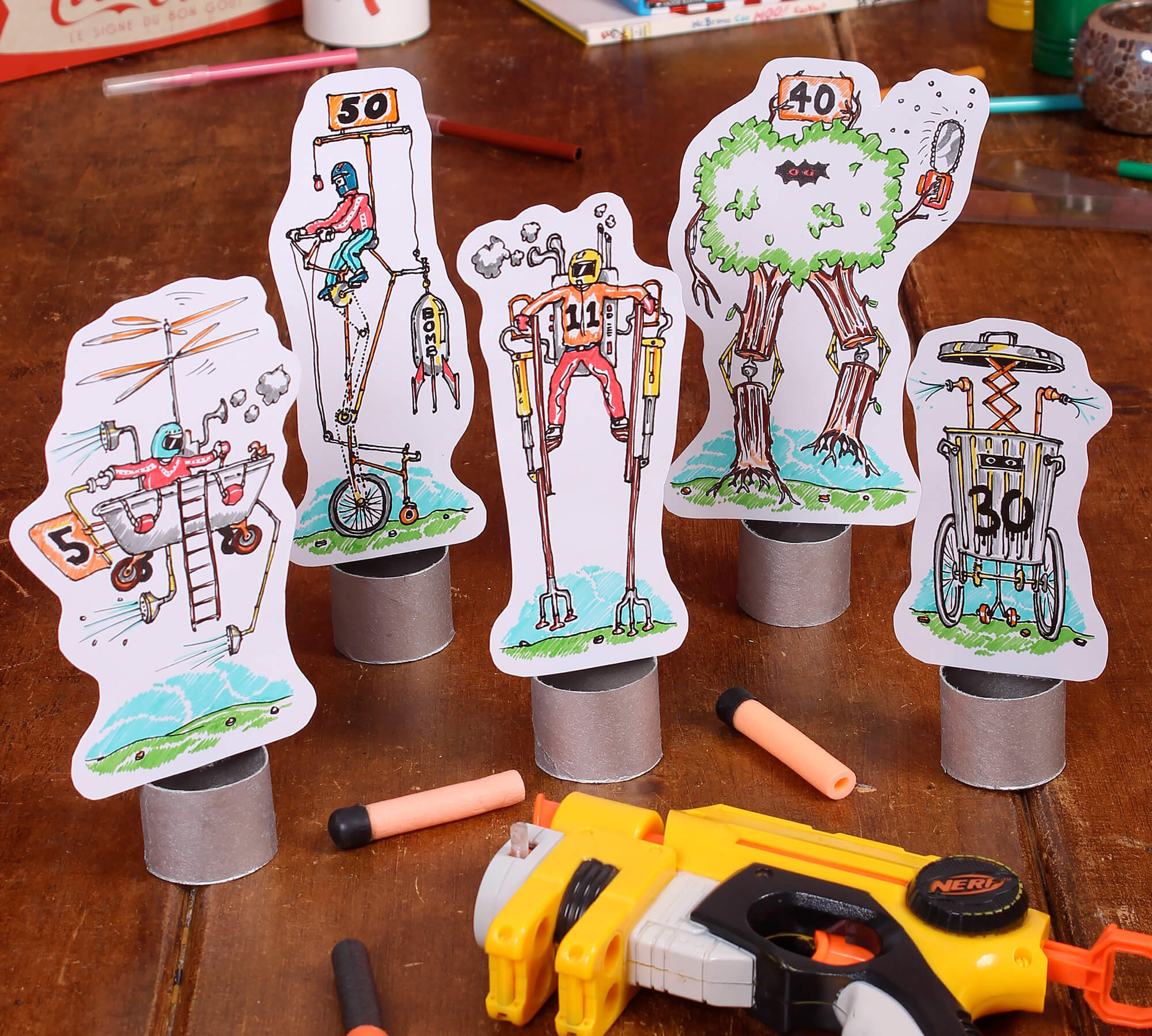 How To Make Five Wacky Nerf Gun Targets With Stands in Free Printable Nerf Gun Targets