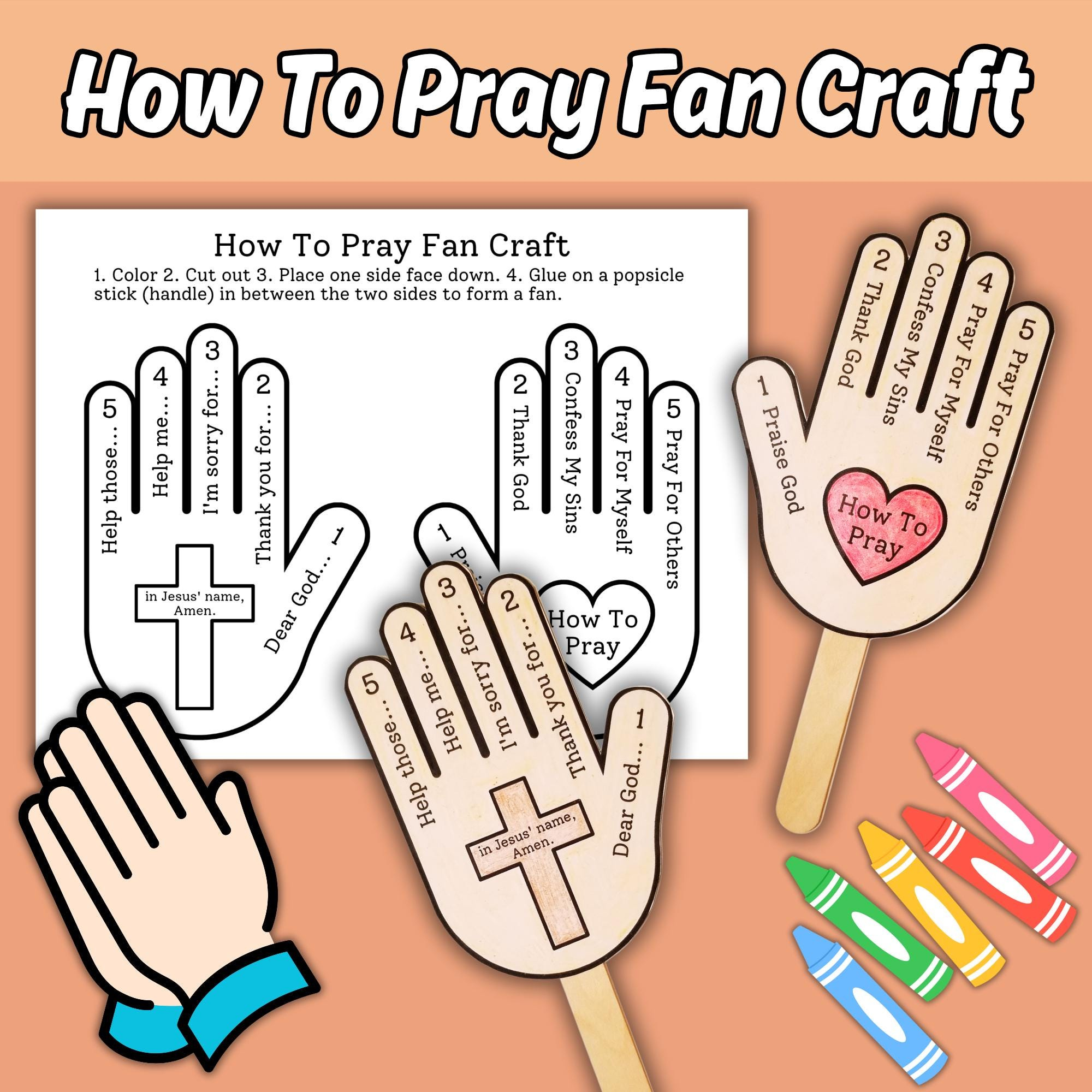 How To Pray Fan Craft For Kids Sunday School Bible Lesson, Learn for Printable Prayer Craft Activities