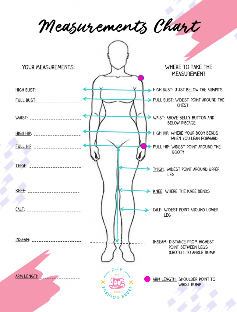 How To Take Body Measurements For Sewing Patterns with Free Printable Body Measurement Chart For Sewing
