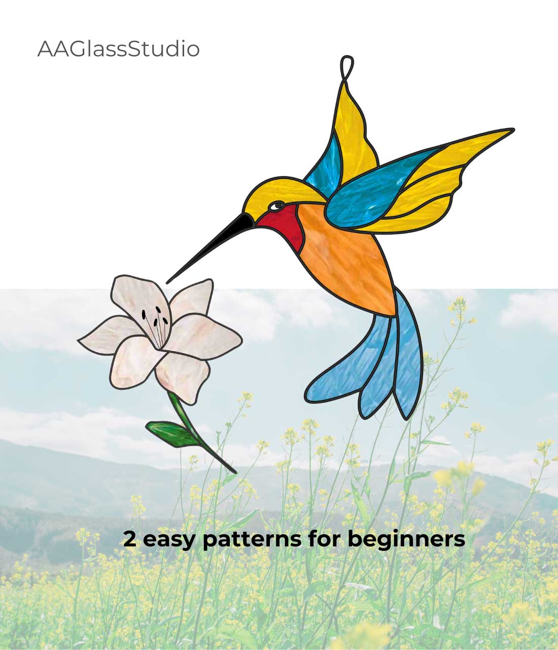 Hummingbird Stained Glass Pattern For Beginner Set 2 - Aaglassstudio for Free Printable Stained Glass Hummingbird Patterns