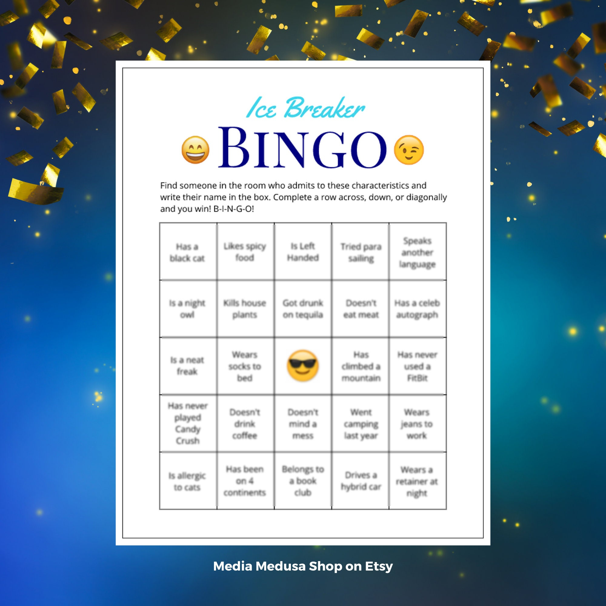 Ice Breaker Game Human Bingo Cards Get To Know You Party - Etsy with Ice Breaker Bingo Cards